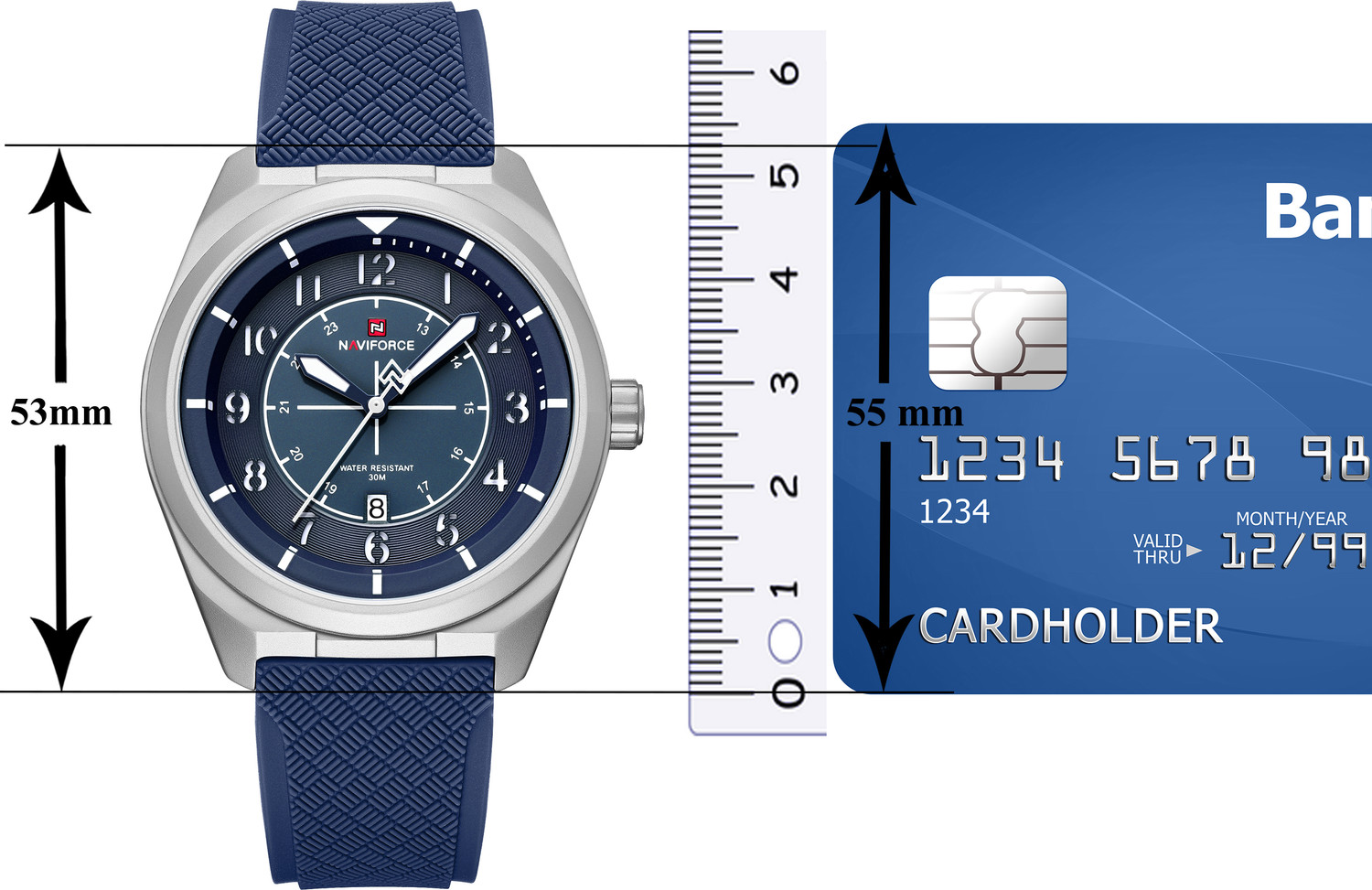 Image of NAVIFORCE NF9281T Silver Case With Blue Silicon strap Analog Watch - For Men
