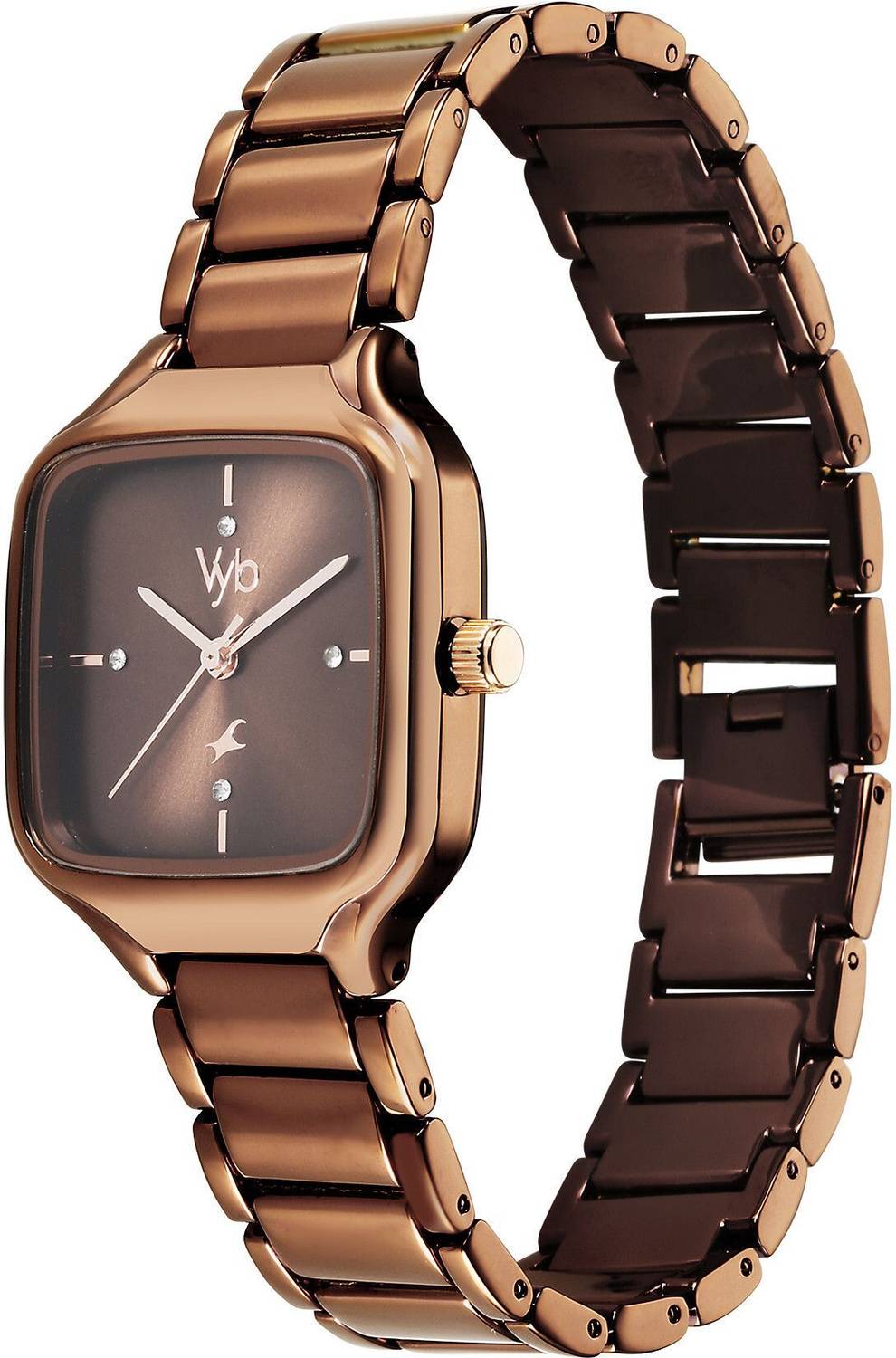 Fastrack Vyb Brown Dial Metallic Brown Metal Strap Analog Watch for - Image 5