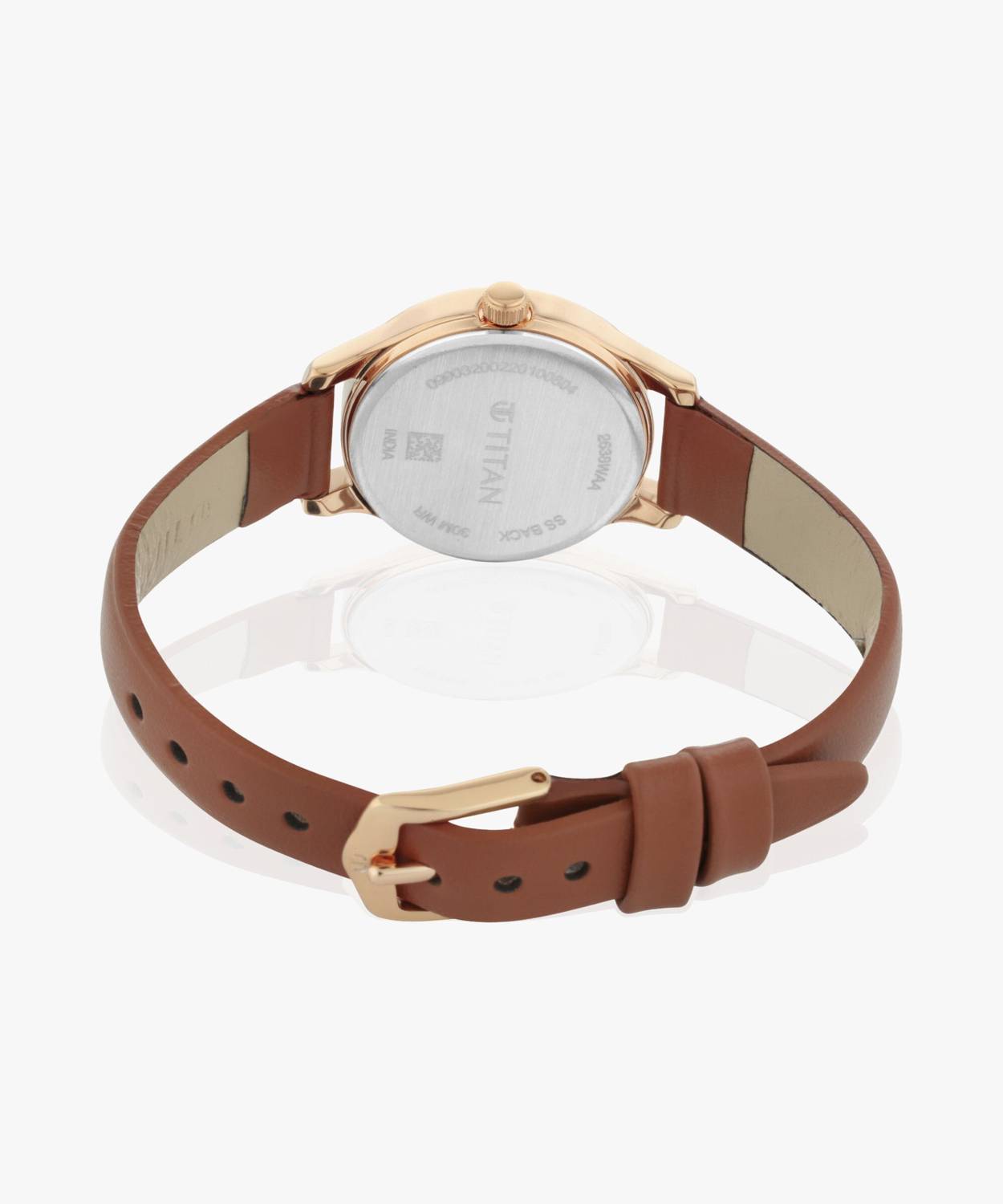 Titan 2638WL01 Quartz Silver Dial Brown Leather Strap Watch for Women - Image 5