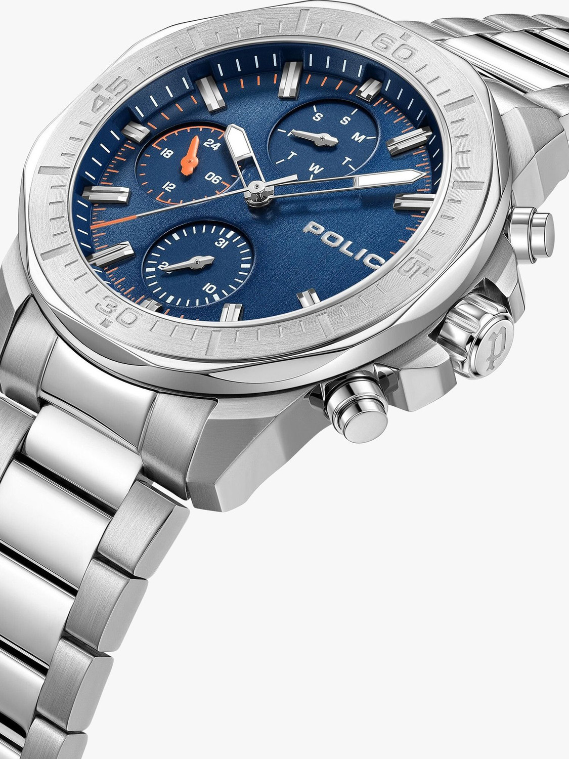 Image of Police Police Multifunction Blue Dial Silver Stainless Steel Strap Analog Watch - For Men