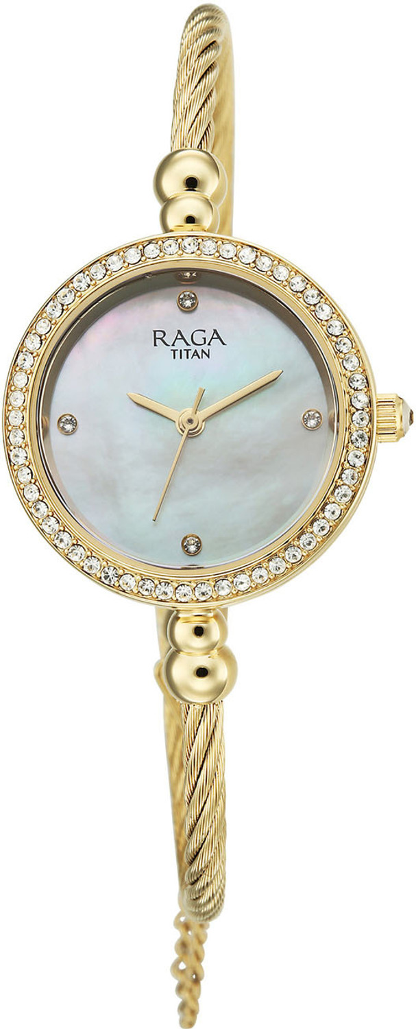 Image of Titan Raga Spotlight 2.0 Raga Spotlight 2.0 3Hands White Dial Textured Kada Strap Analog Watch - For Women