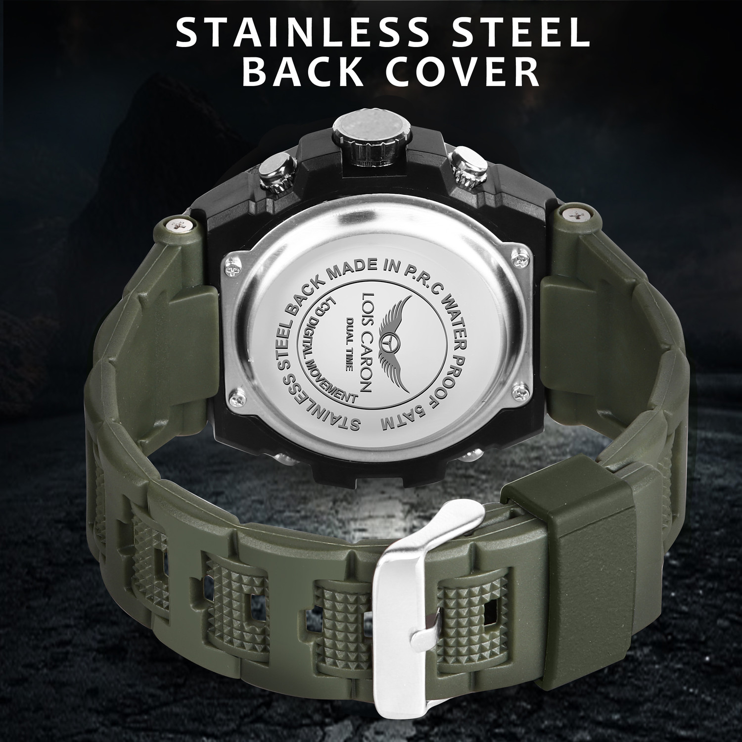 Image of LOIS CARON Analog Digital Watch for Men | Multifunction Stopwatch Dual Display Wrist Watch Analog-Digital Watch - For Men