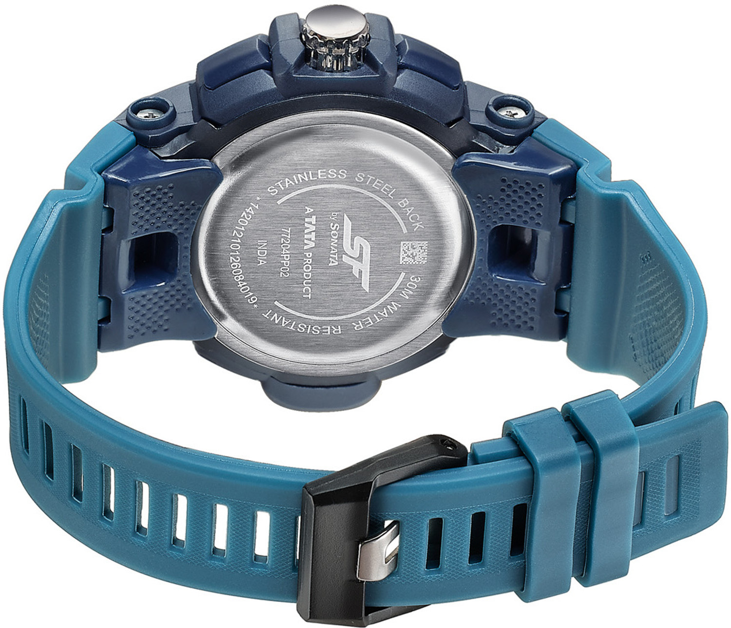 Image of SONATA SF Ignite SF Ignite Date & Day and Alarm Blue Dial Dark Blue Polyether Strap Analog-Digital Watch - For Men