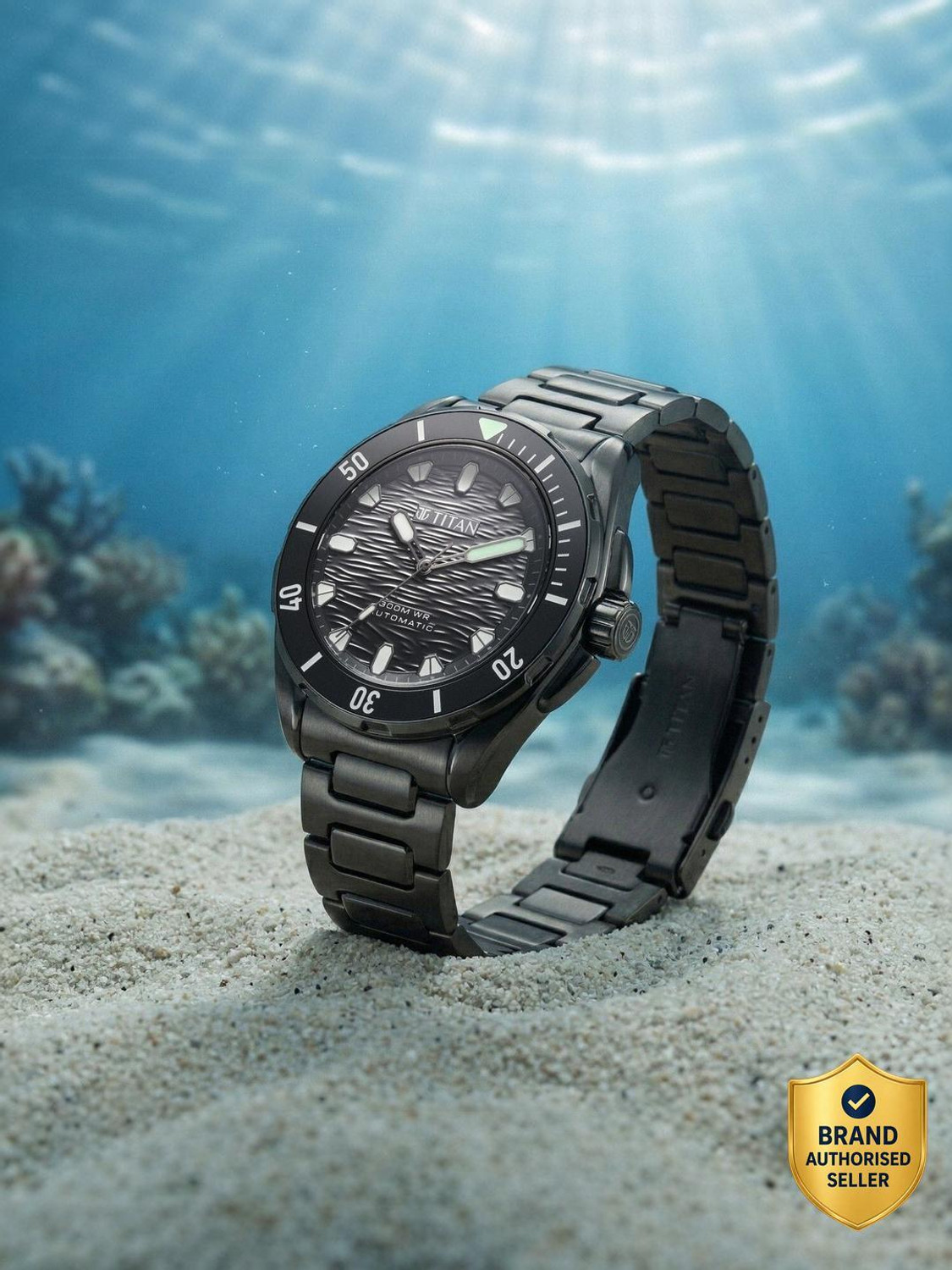 Image of Titan Titan Zero Hour Diver's 300m Titan Zero Hour Diver's 300m Automatic with Black Dial Analog Watch - For Men