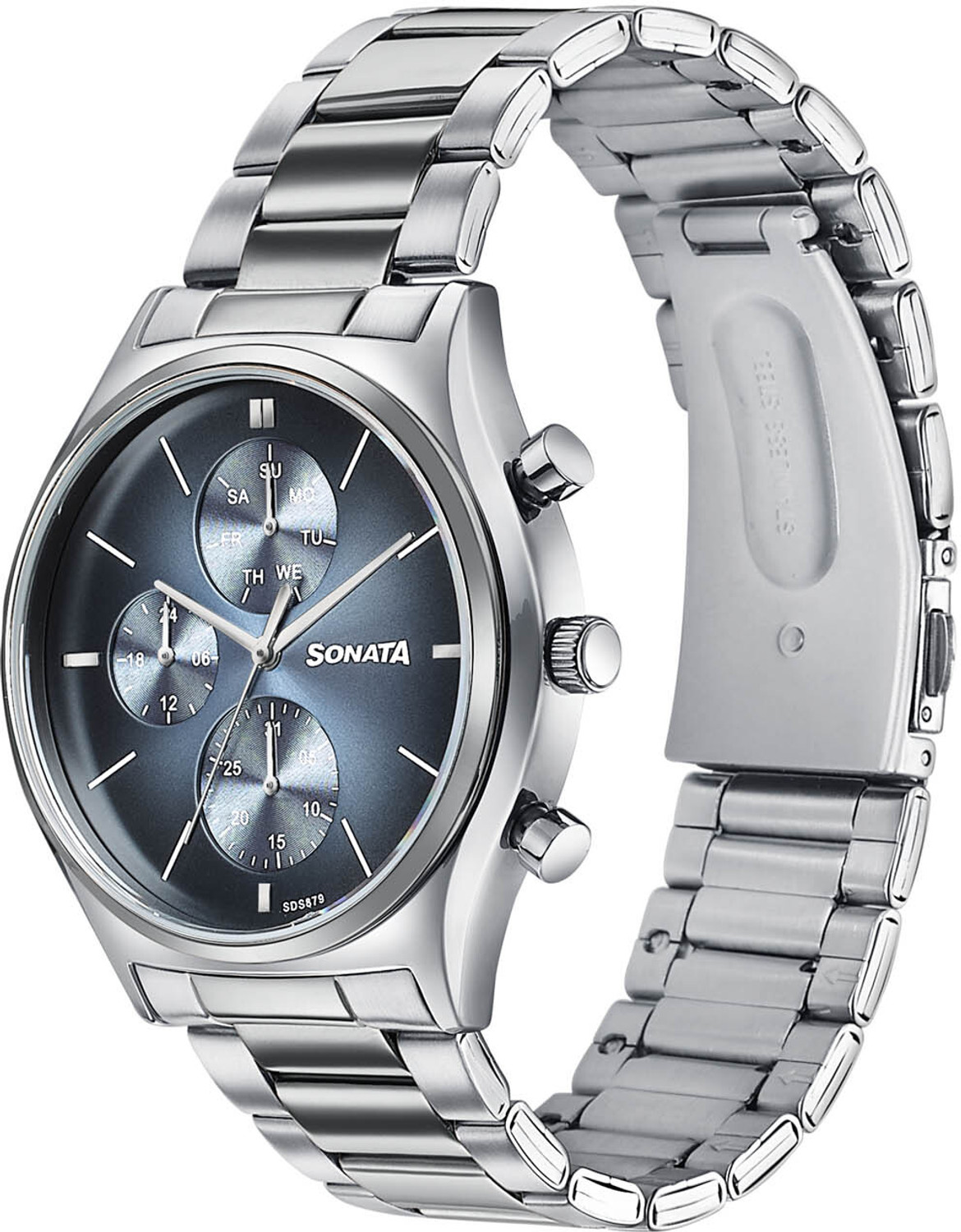 Image of SONATA Festive 2.0 Ph II Sonata Festive 2.0 Quartz Shallow blue Dial Silver Sheet metal Strap Analog Watch - For Men