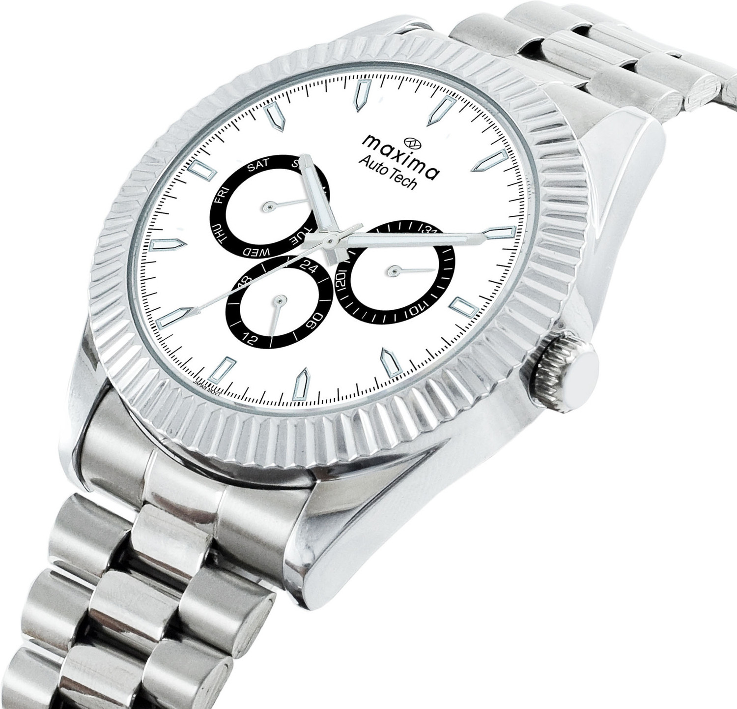 Image of MAXIMA 70791CMGI Auto Tech Collection White Dial Silver Strap Analog Watch - For Men