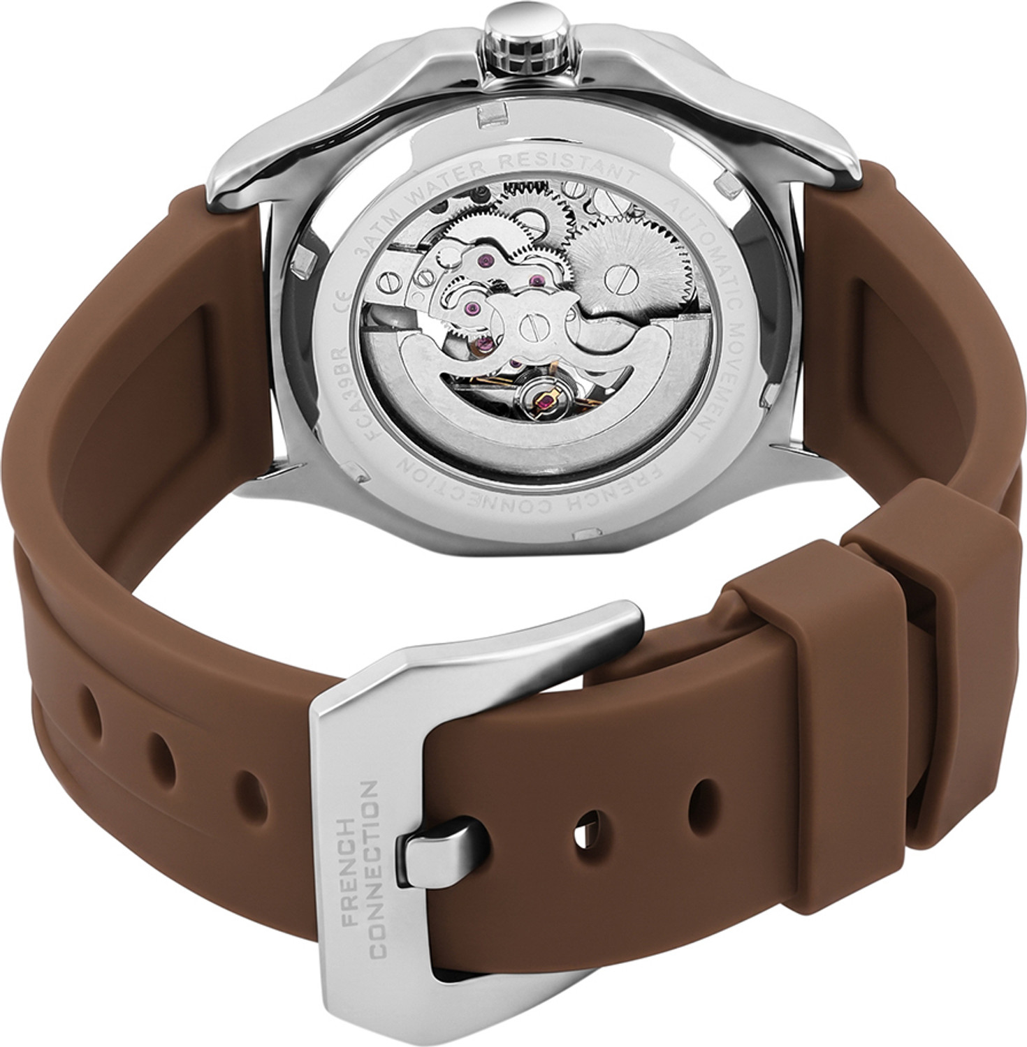 Image of French Connection FCA39BR Silver Sunray Round Dial Automatic Analog Watch - For Men