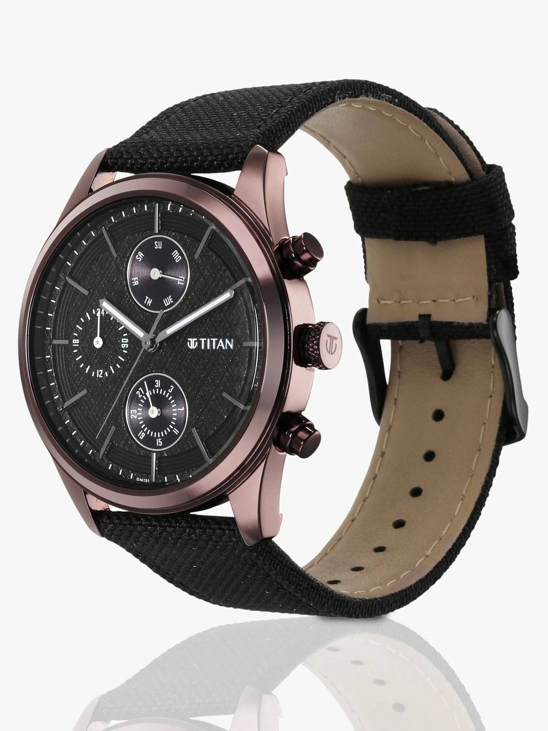 Titan Neo Splash Black Dial Black Leather Watch - Image 5