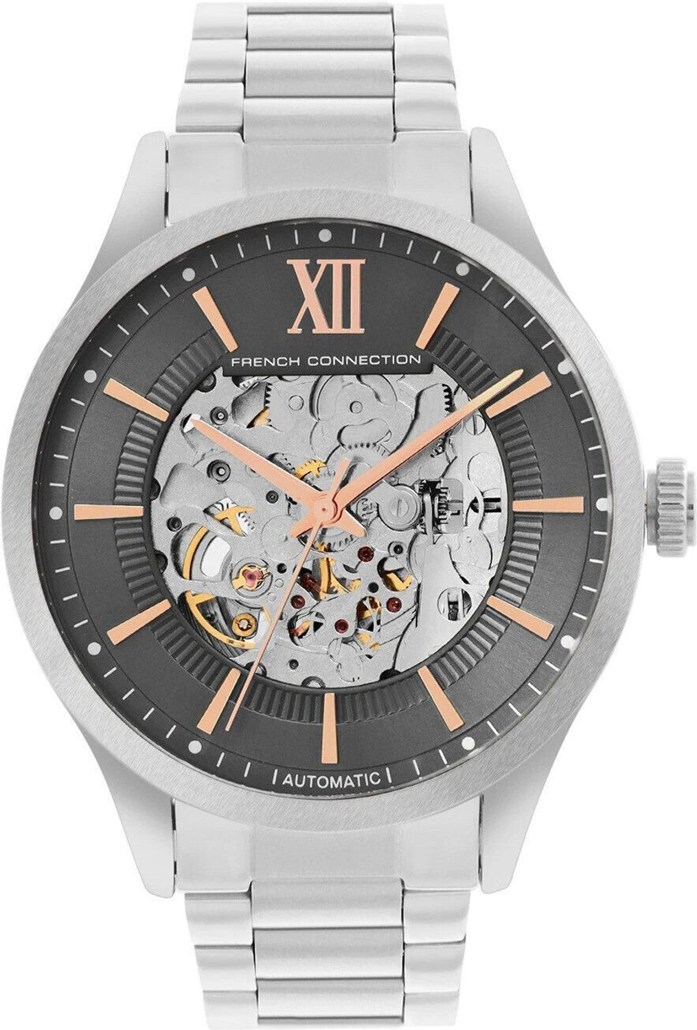 Image of French Connection Men Silver Automatic Watch | Grey Sunray Dial Analog Watch - For Men