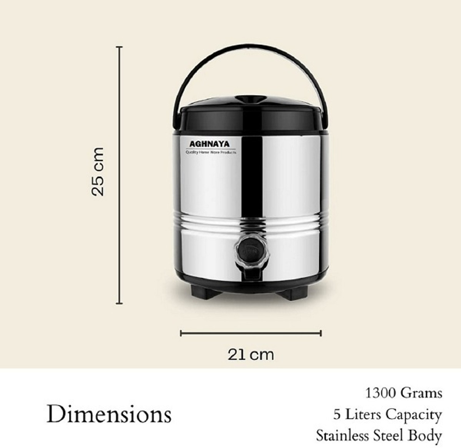 Image of AGHNAYA AQUA Water Jug 5 litre Stainless steel for home & dining table 5000 ml Water Bottle