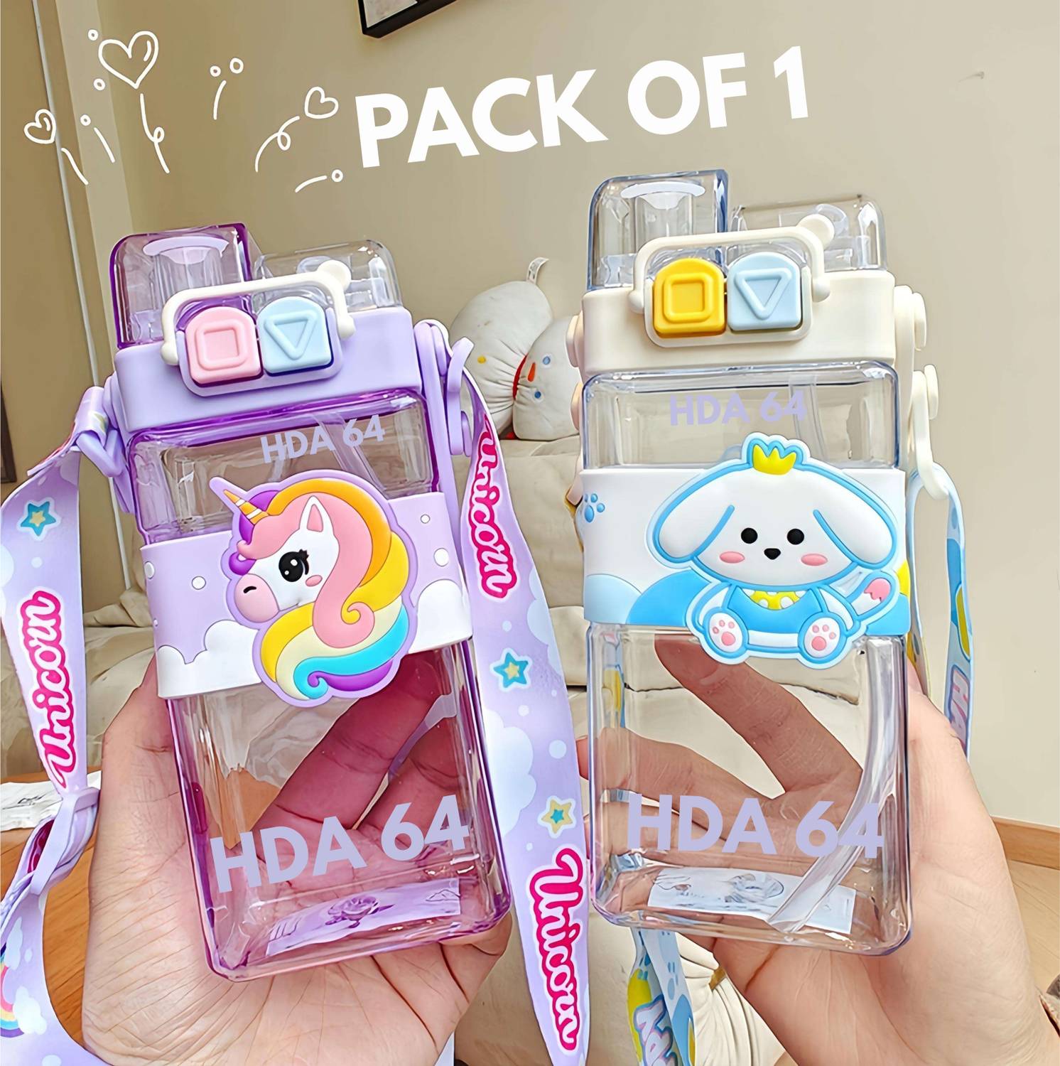 Flipkart.com | HDA 64 Water Bottle (Unicorn & Pompompurin) with