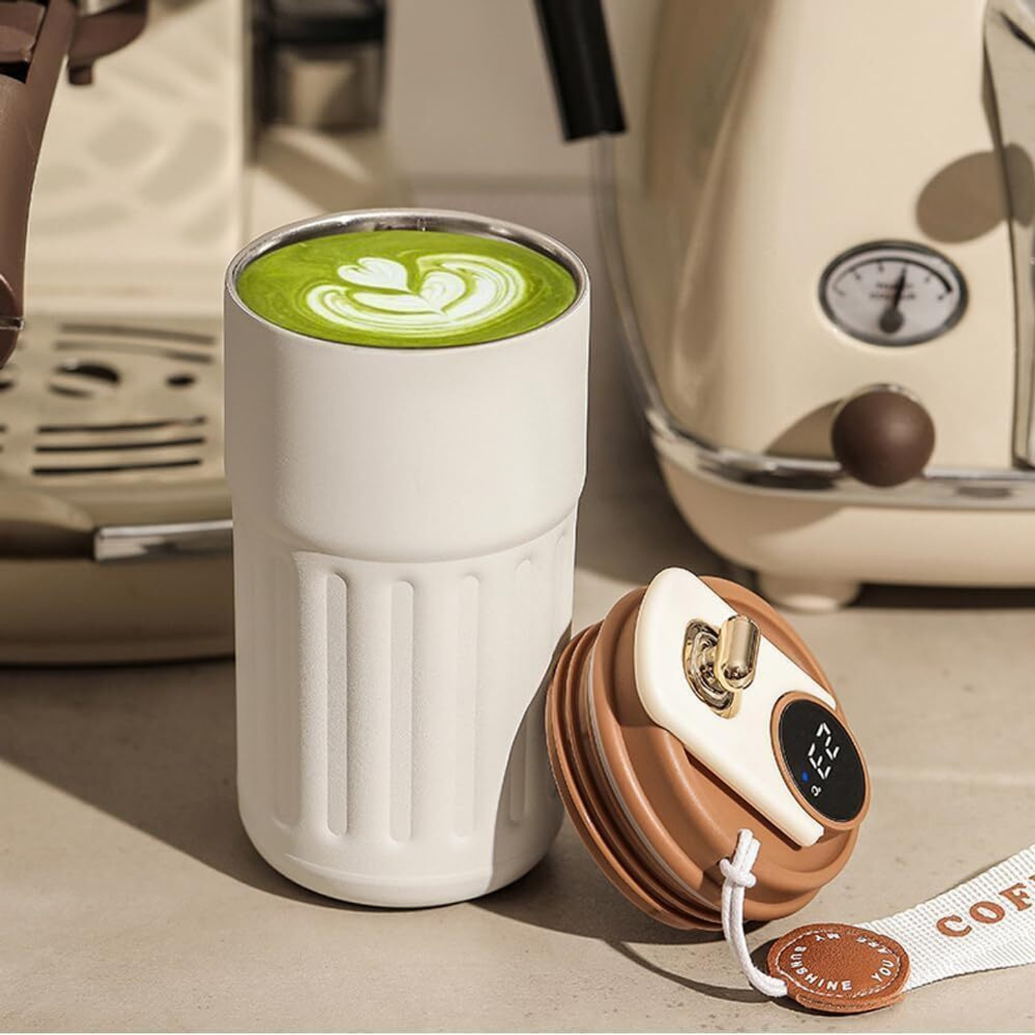 Image of Dharmhit Coffee Cup Digital Display, Thermos Flasks 316 Stainless Steel Travel Plastic, Stainless Steel Coffee Mug