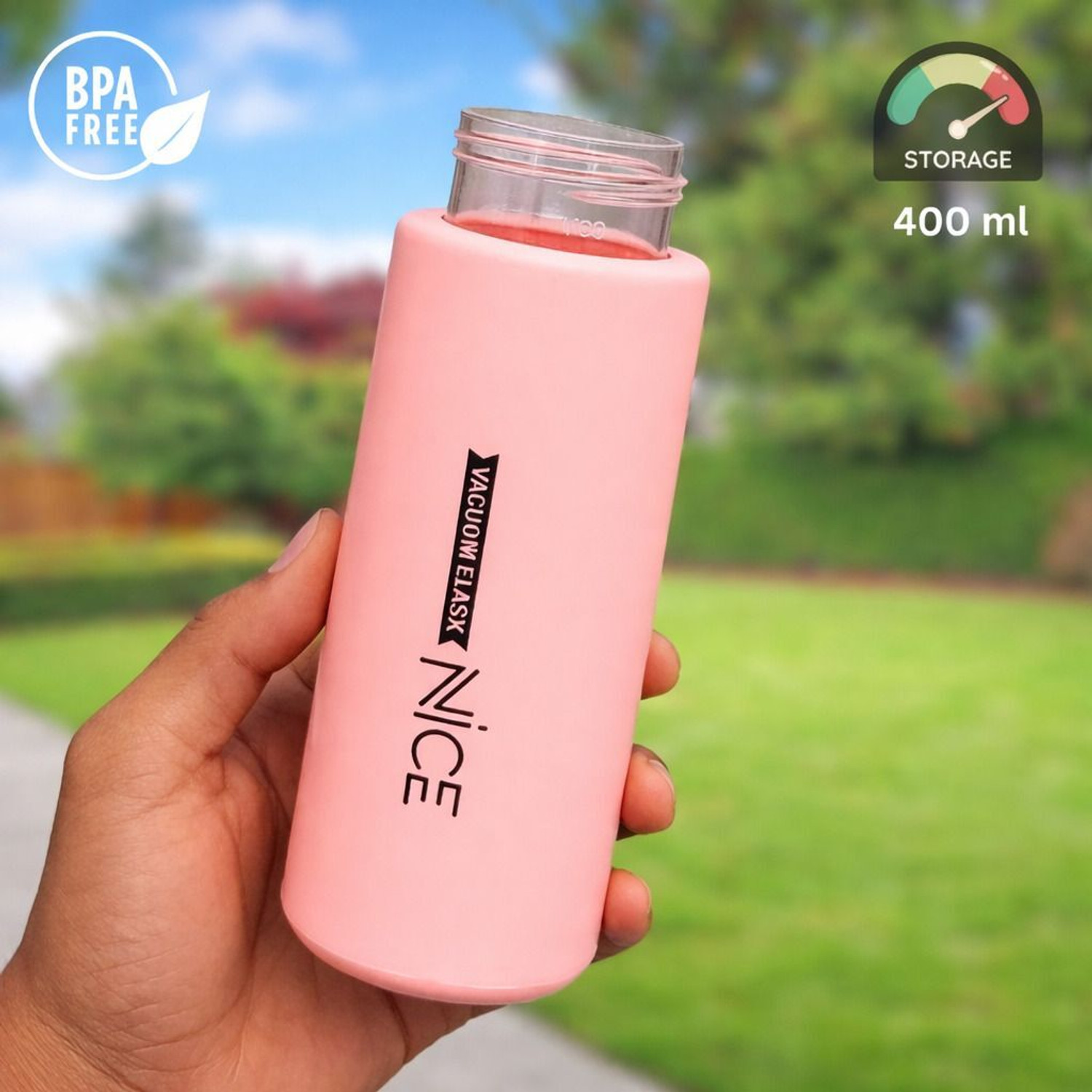 Image of SH Enterprises Nice Water Bottle, Inner Liner with Silicone Cover Hot /Cold Water Bottle- 401 ml Water Bottle