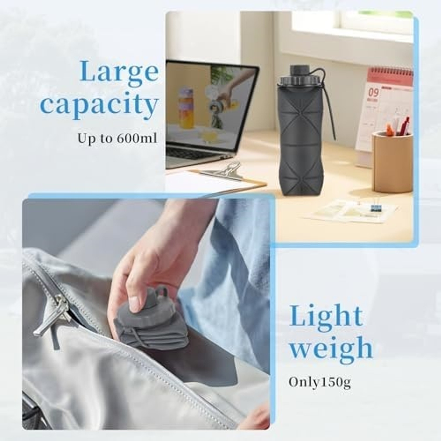 Image of ZUCLLIN Folding Silicon Water Bottle 600 ml Water Bottle