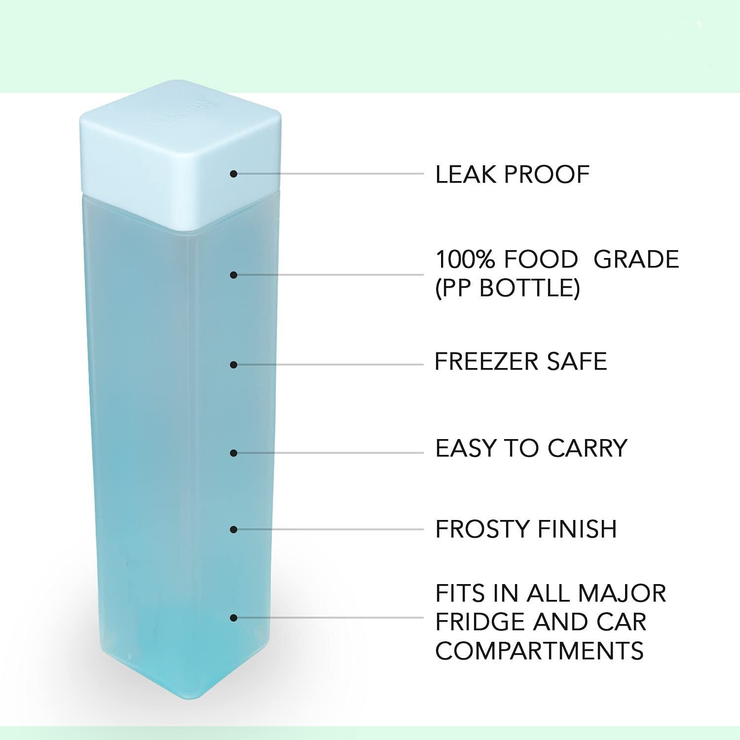Image of ANJANISUT Unbreakable Square Plastic Food Grade Fridge Bottle Set of 6 (1000 ml) 1000 ml Plastic Bottle
