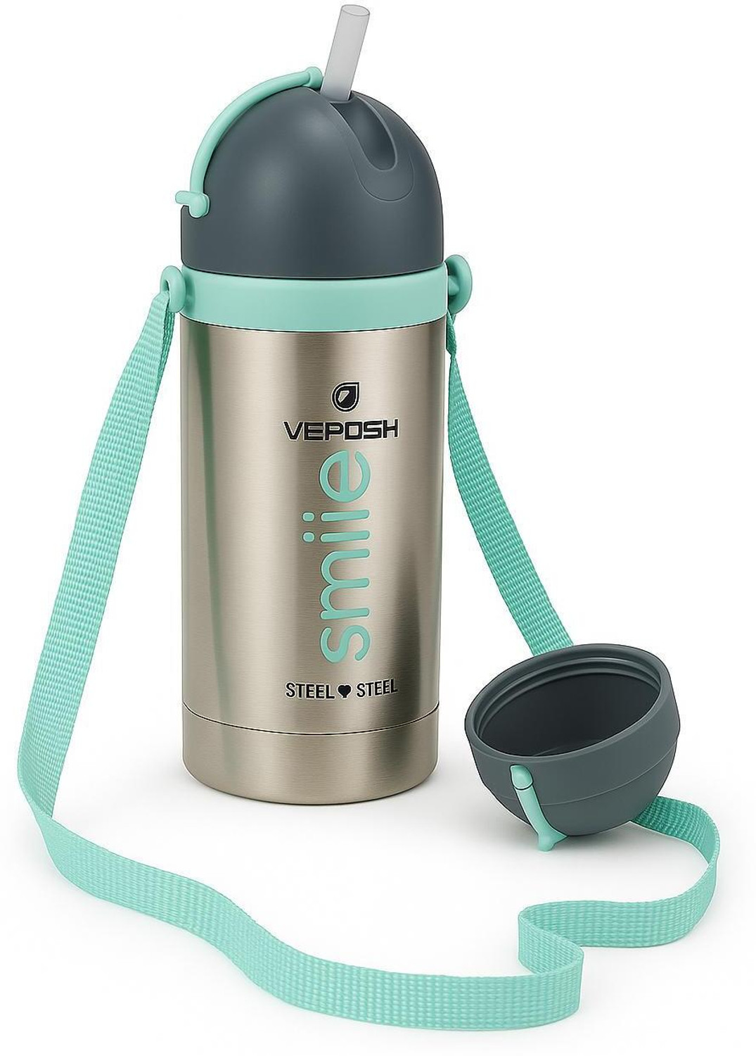 Image of NPE Cute Kids Stainless Steel Water Bottle with Strap | Leak-Proof, BPA-Free 450 ml Water Bottle