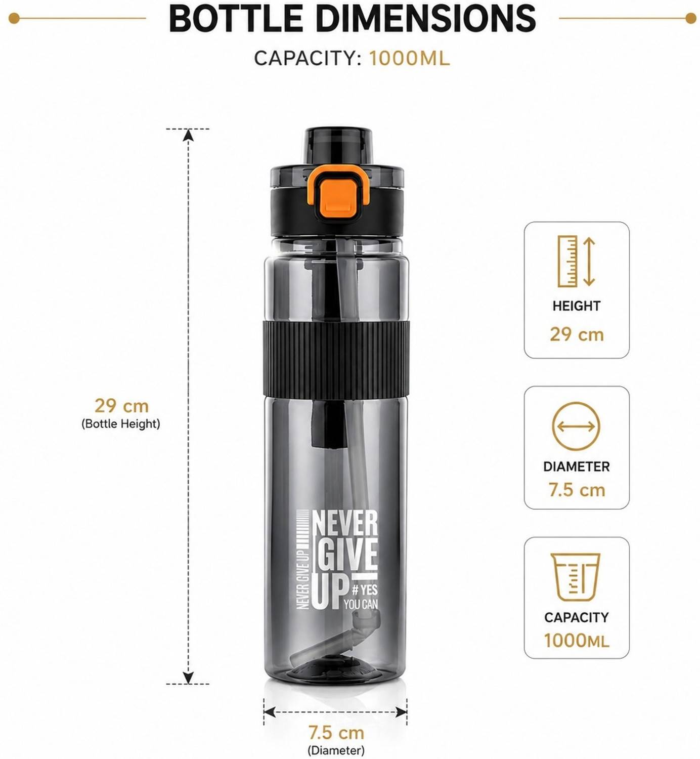 Alexa Grip Flow 1000 ml Sports Water Bottle - Image 3