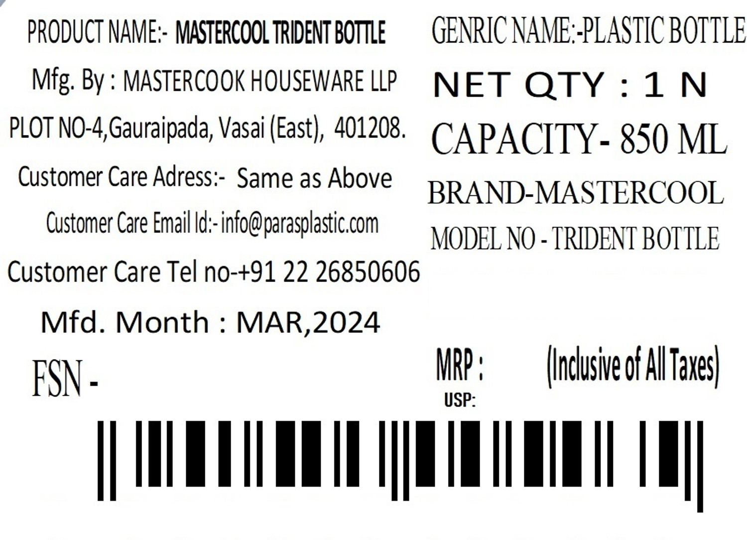 Image of Mastercool NA 1000 ml (Black)