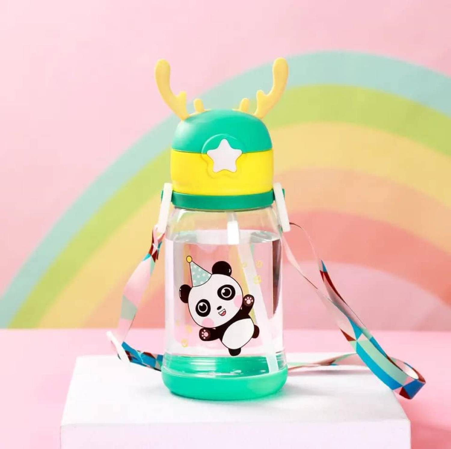 ARNAH TREASURE Rabbit Kids School water Bottle for girls and boys BPA free With Strap 600 ml Water Bottle