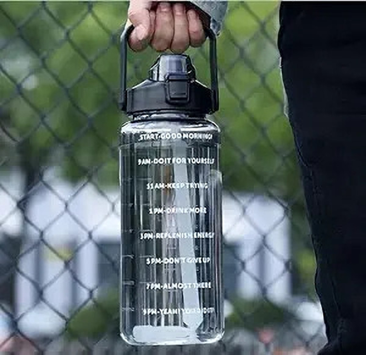 Image of AMBIOUS Motivational Time Marker & Leak Proof Transparent Water Bottle 2000 ml Plastic Sipper