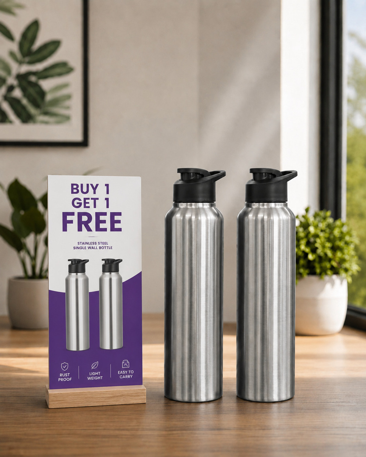 Image of ARADHANA STEEL AquaFlow Series 1000 ml Water Bottles