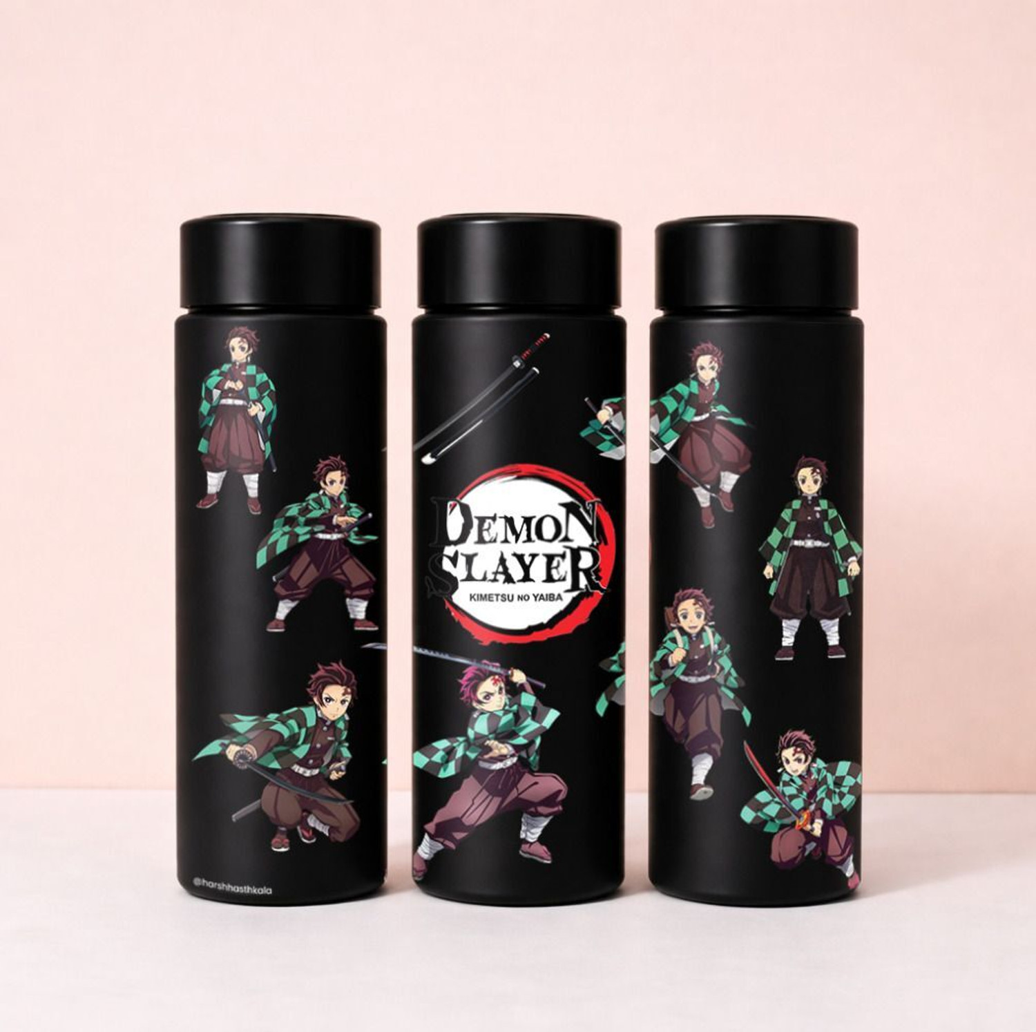 Image of Harsh Hasthkala Demon Slayer Black Anime Insulated Stainless Steel 500 ml Water Bottle