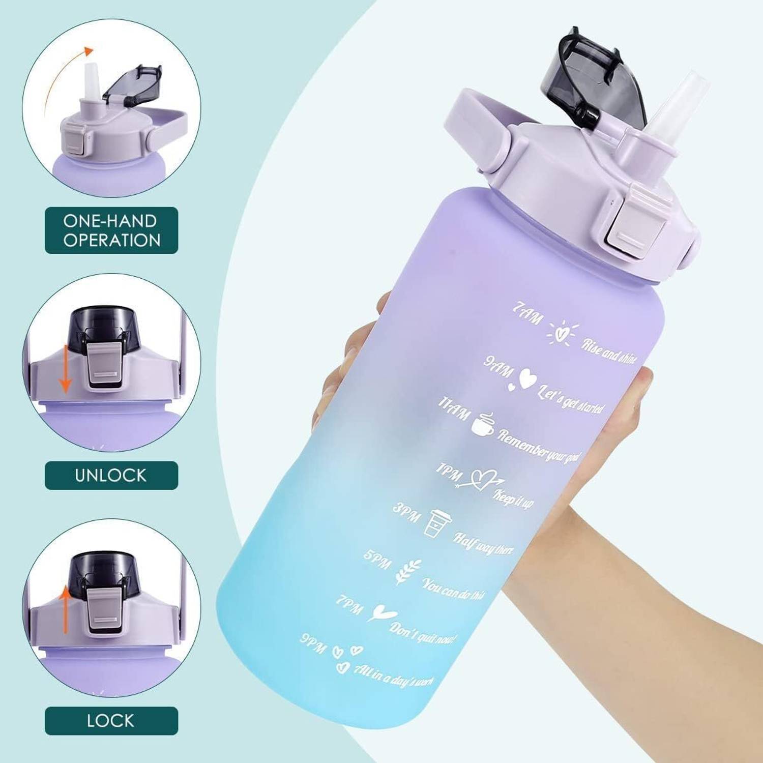 JTG 3-Pack Water Bottles 2000ML, 900ML, 300ML Pack of 3 - Image 4