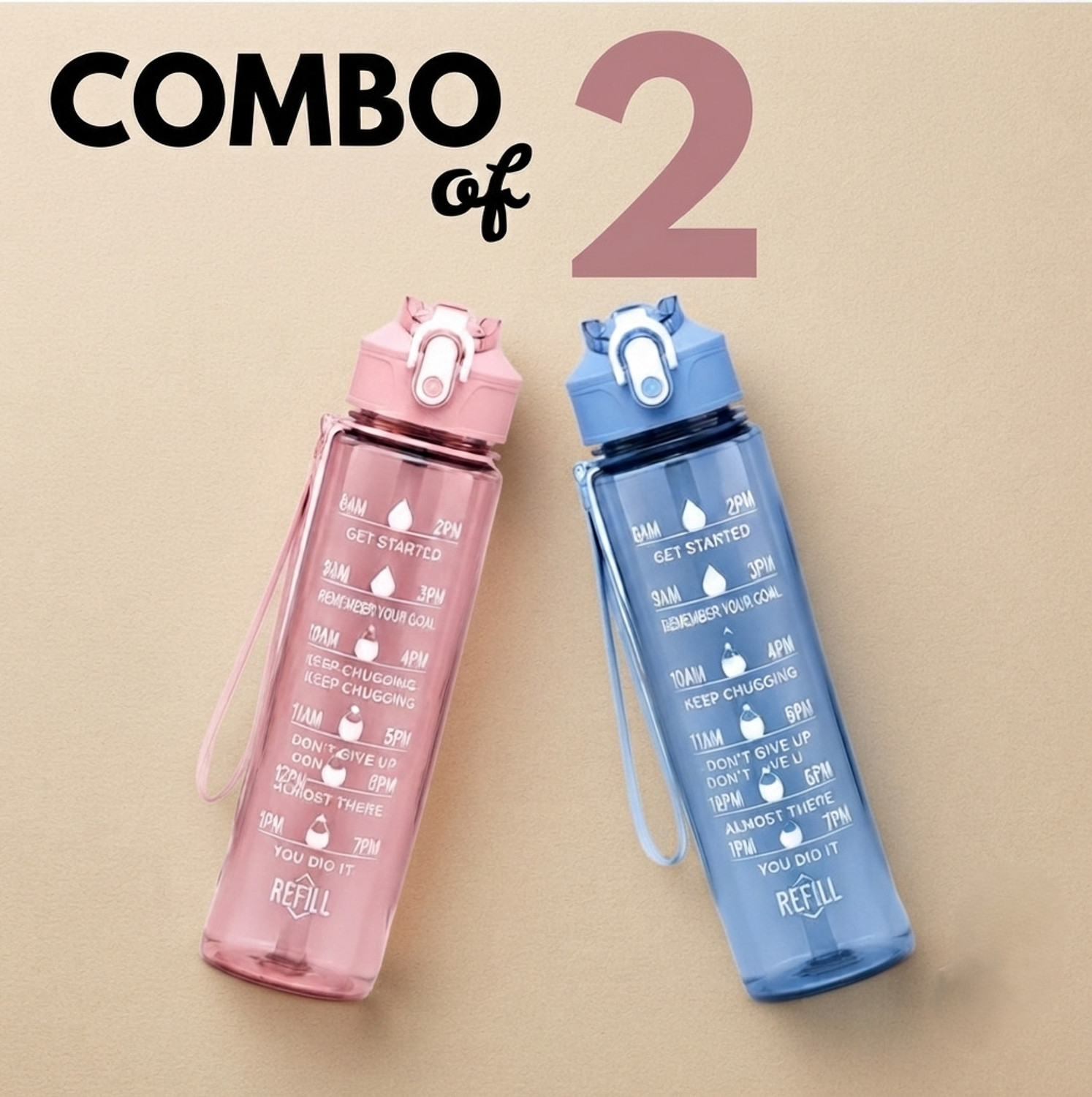 Image of Yamuna Kawaii Water Bottle with Straw and Sticker, Kawaii Bear Water Bottle 900 ml Water Bottles