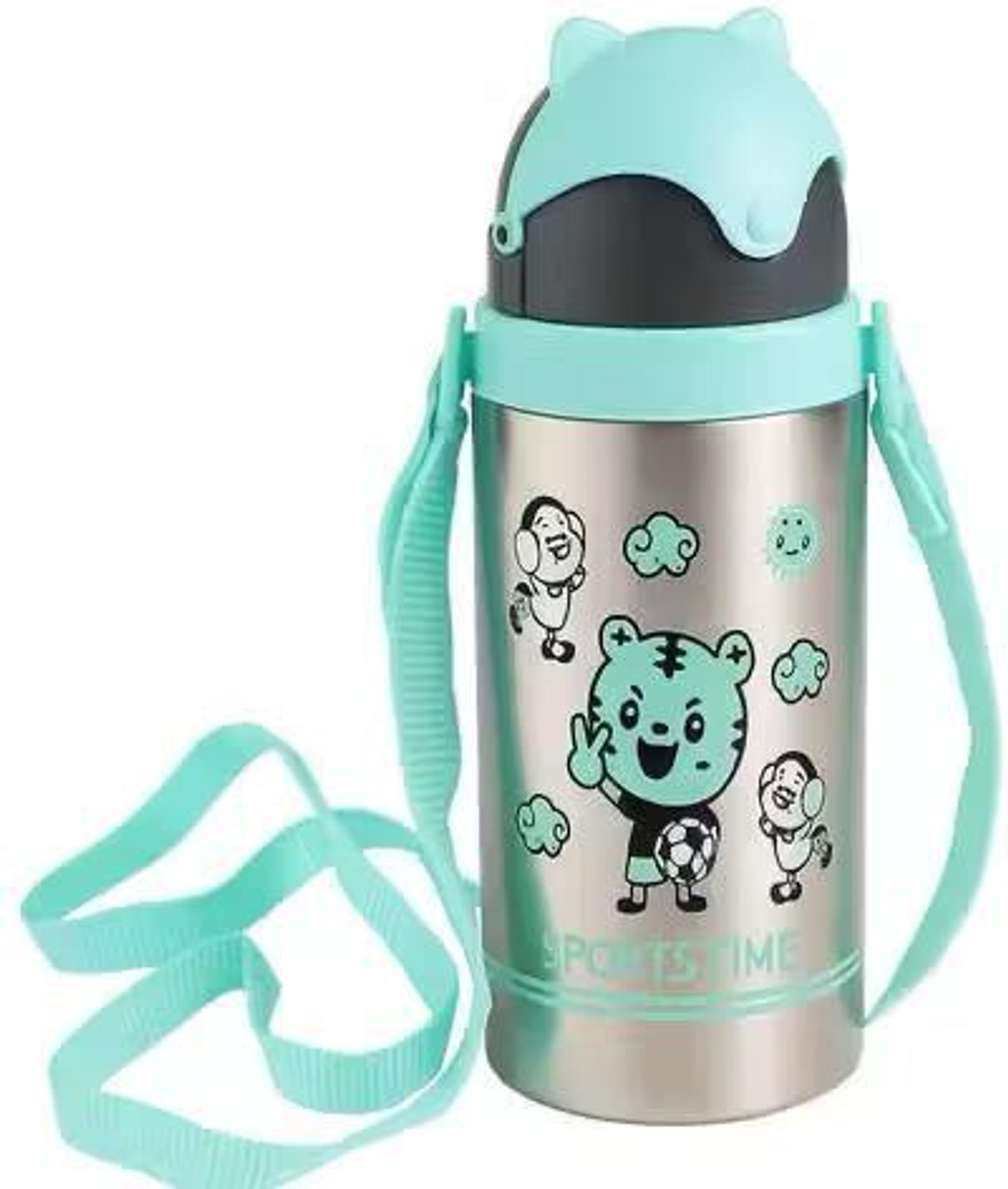 Image of NPE Cute Kids Stainless Steel Water Bottle with Strap | Leak-Proof, BPA-Free 450 ml Water Bottle