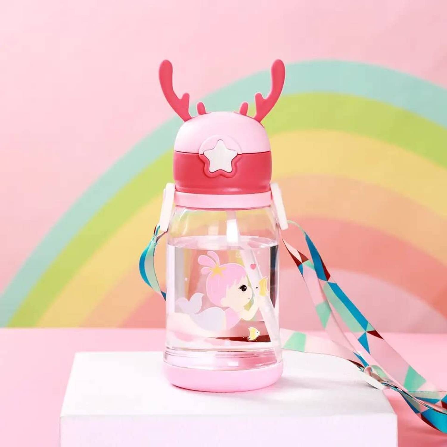 ARNAH TREASURE Rabbit Kids School water Bottle for girls and boys BPA free With Strap 600 ml Water Bottle
