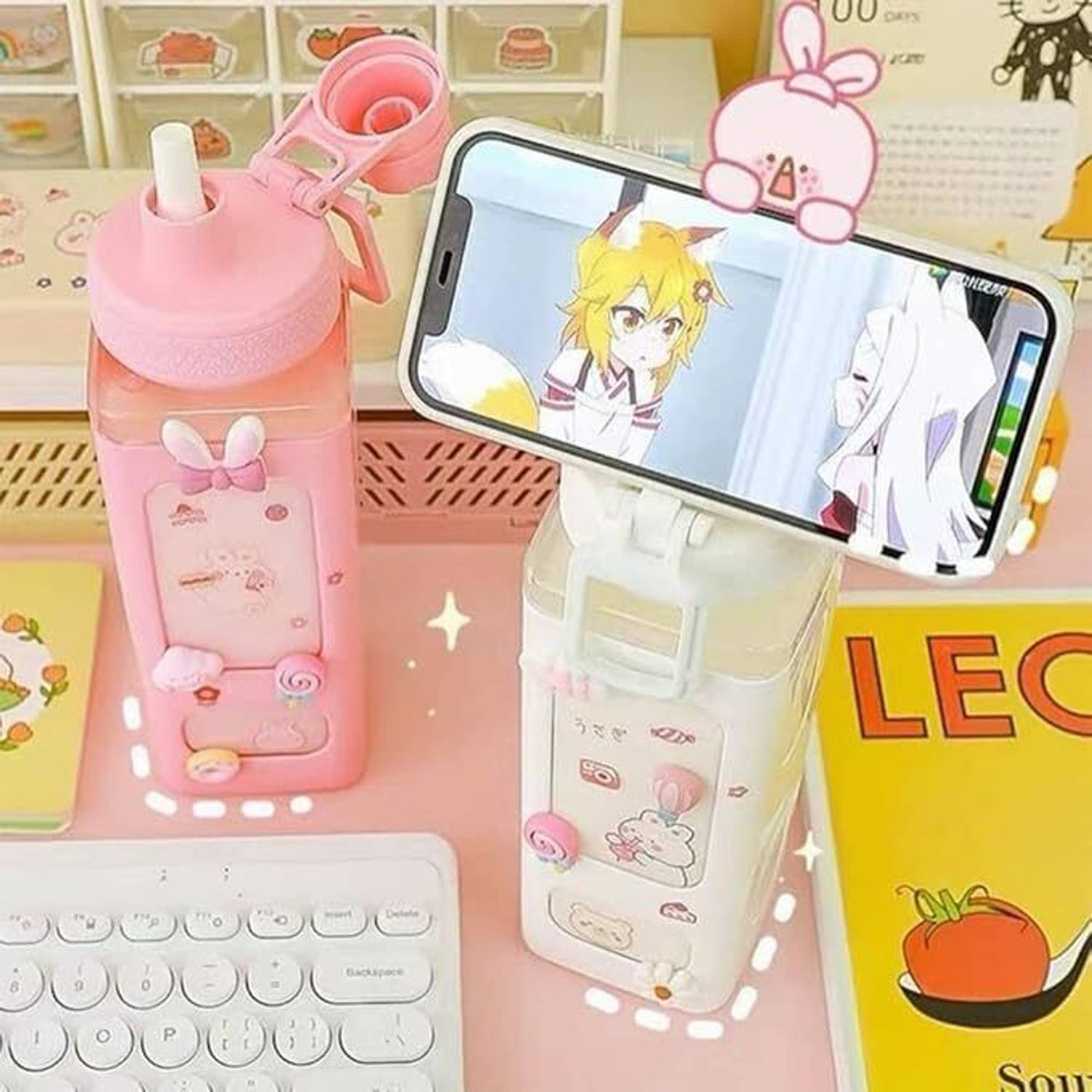 Megika Kawaii 700 ml Water Bottle With Straw - Image 4