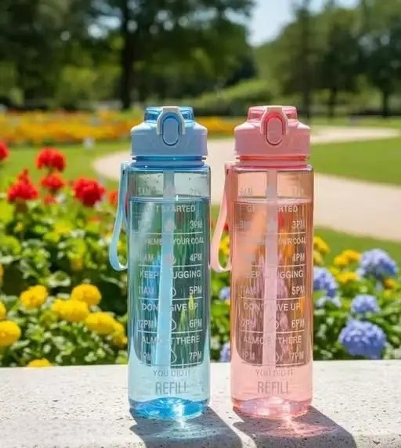 Image of CUbeVentures Hydrofit Motivational Water Bottle 900 ml with Time Marker & Straw 1800 ml Water Bottles