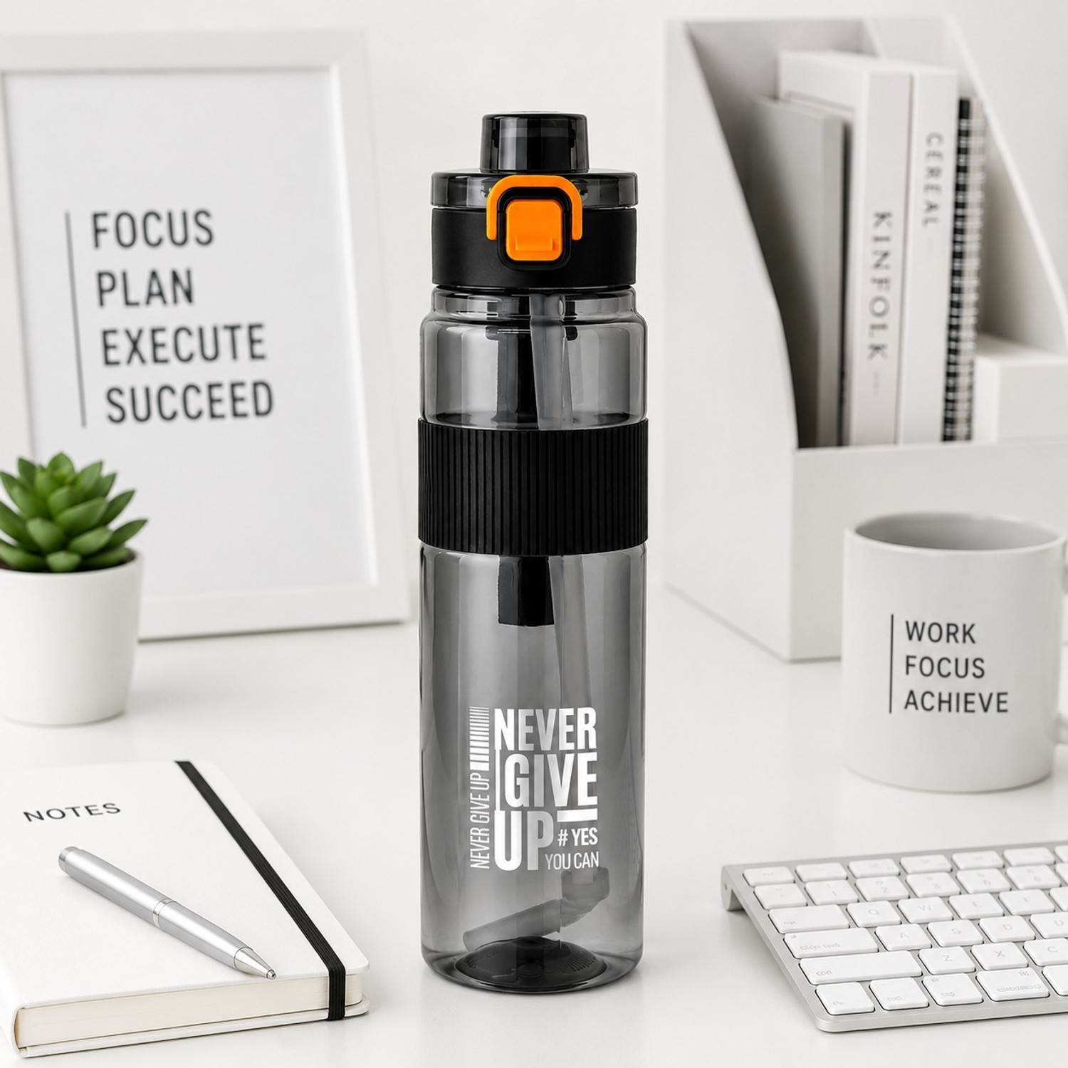 Image of Upsilon Upsilon - 1 Litre Grip Sports Water Bottle School, Office, Gym Plastic (BLACK-1) 1000 ml Water Bottle