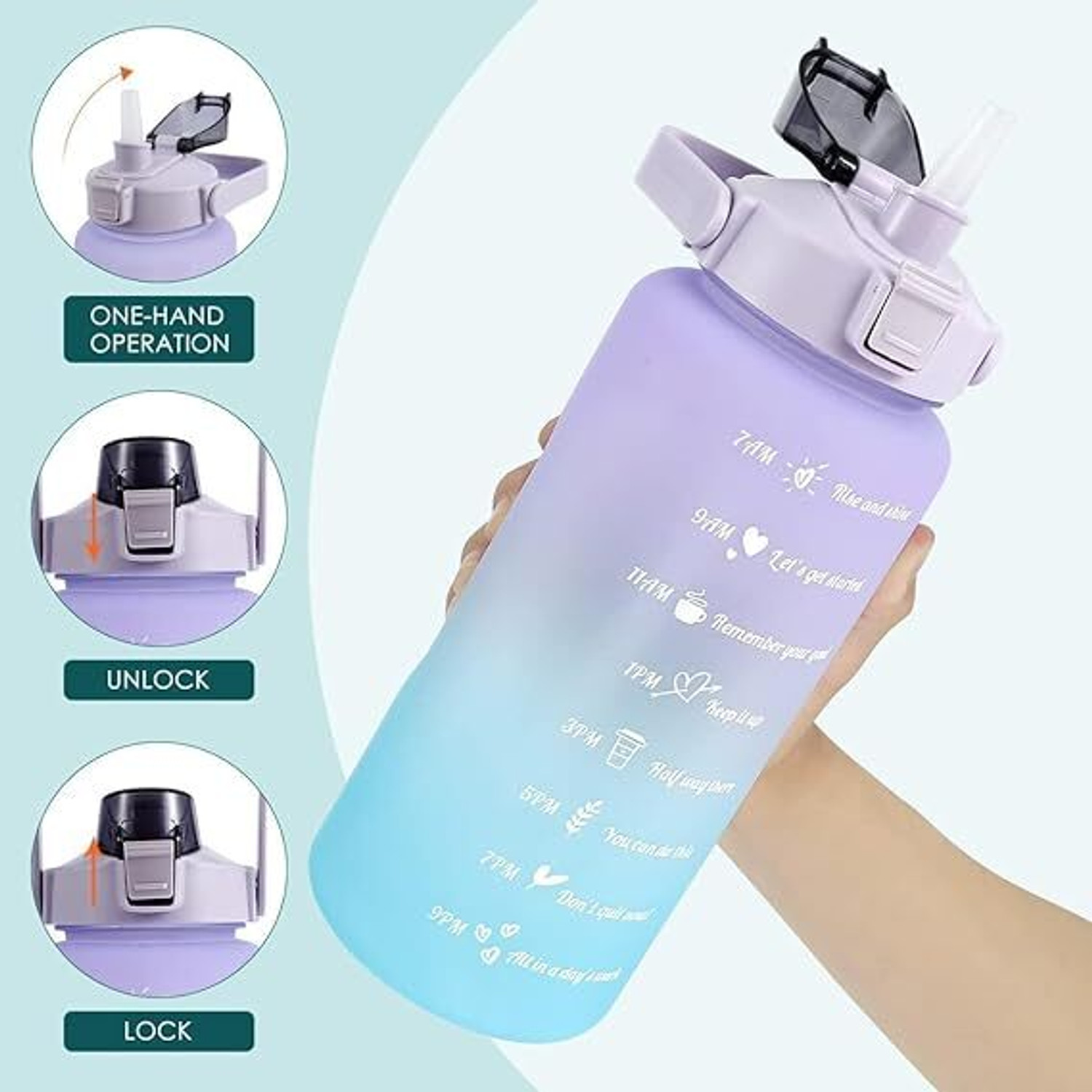 Image of PRIMENEEDZ BPA Free Pack of 3 Water Bottle with Sticker & Straw for Kids|Adults|Gym|Travel| 2000 ml Plastic Bottle