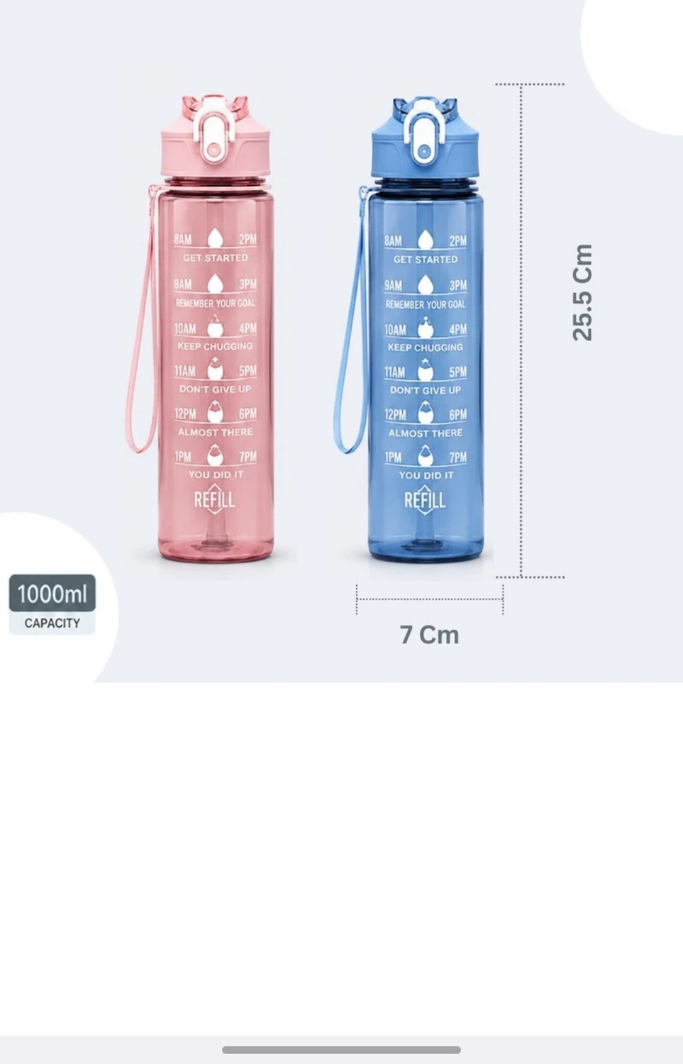 Image of CUbeVentures Hydrofit Motivational Water Bottle 900 ml with Time Marker & Straw 1800 ml Water Bottles