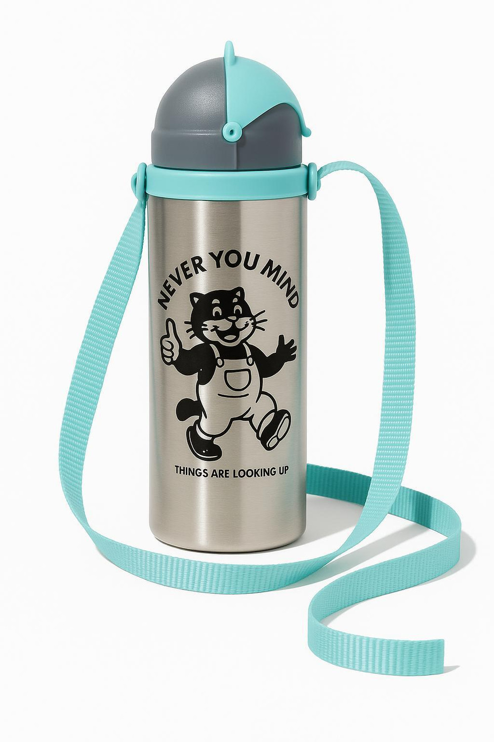 Image of NPE Cute Kids Stainless Steel Water Bottle with Strap | Leak-Proof, BPA-Free 450 ml Water Bottle