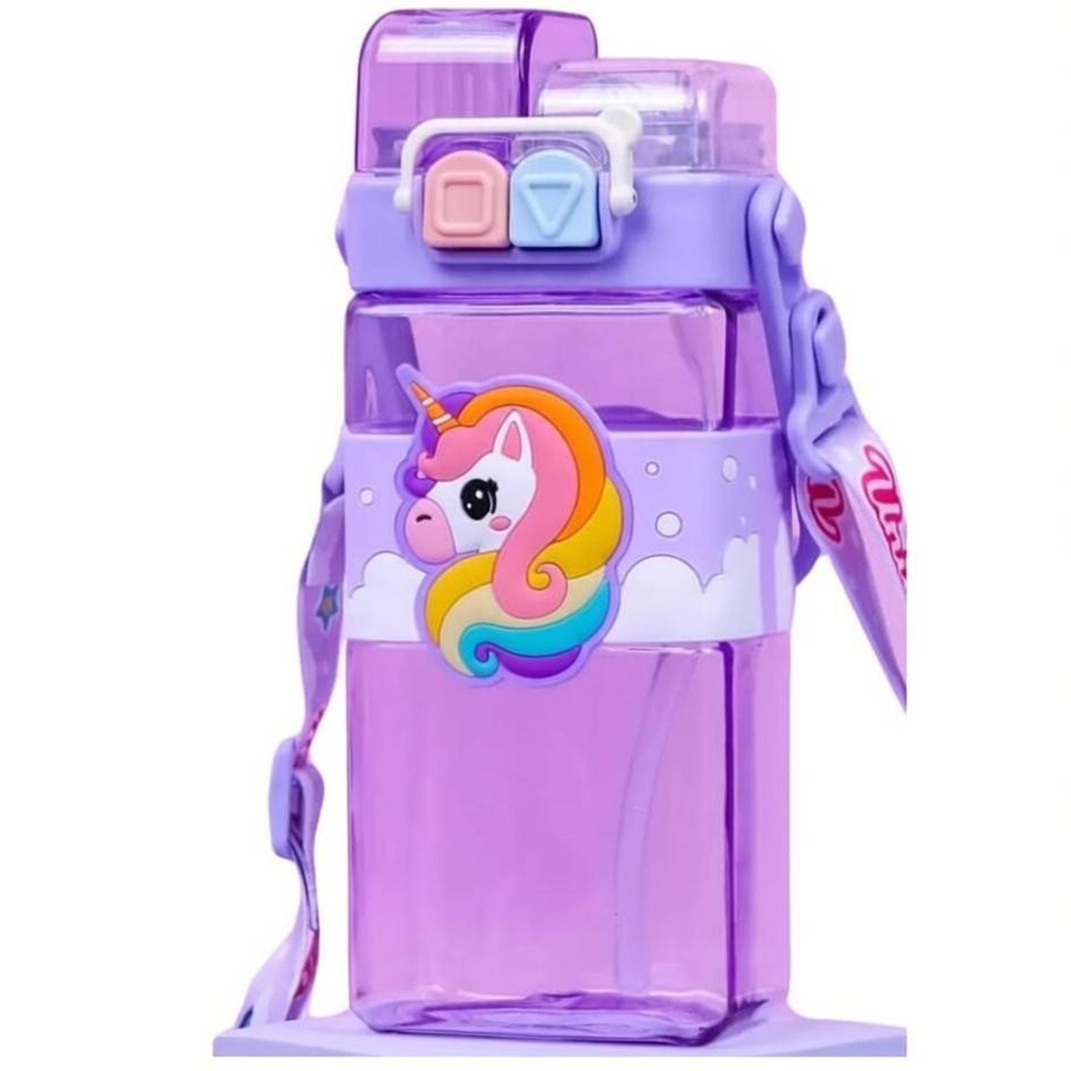 arthasya Unicorn Water Bottle for Kids with Carry Strap to Hang Double drinking Bottle 520 ml Water Bottle