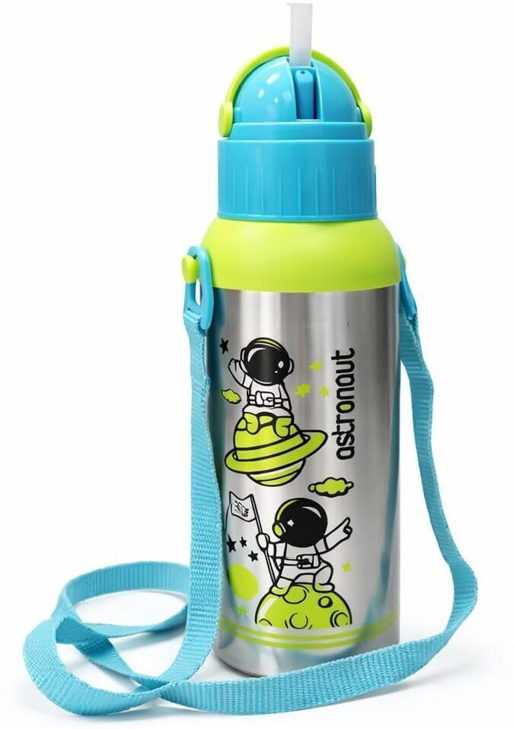 Image of PBOXSTEEL Kids Stainless Steel Water Bottle with Strap| Superhero Cartoon Design 475 ml Water Bottle