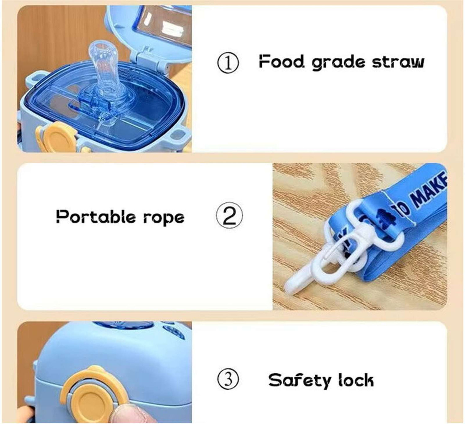 Image of Shifozaa Bus Water Bottle For Kids With Strap, Sipper, & Straw 500 ml Water Bottle (Set of 1, Blue)