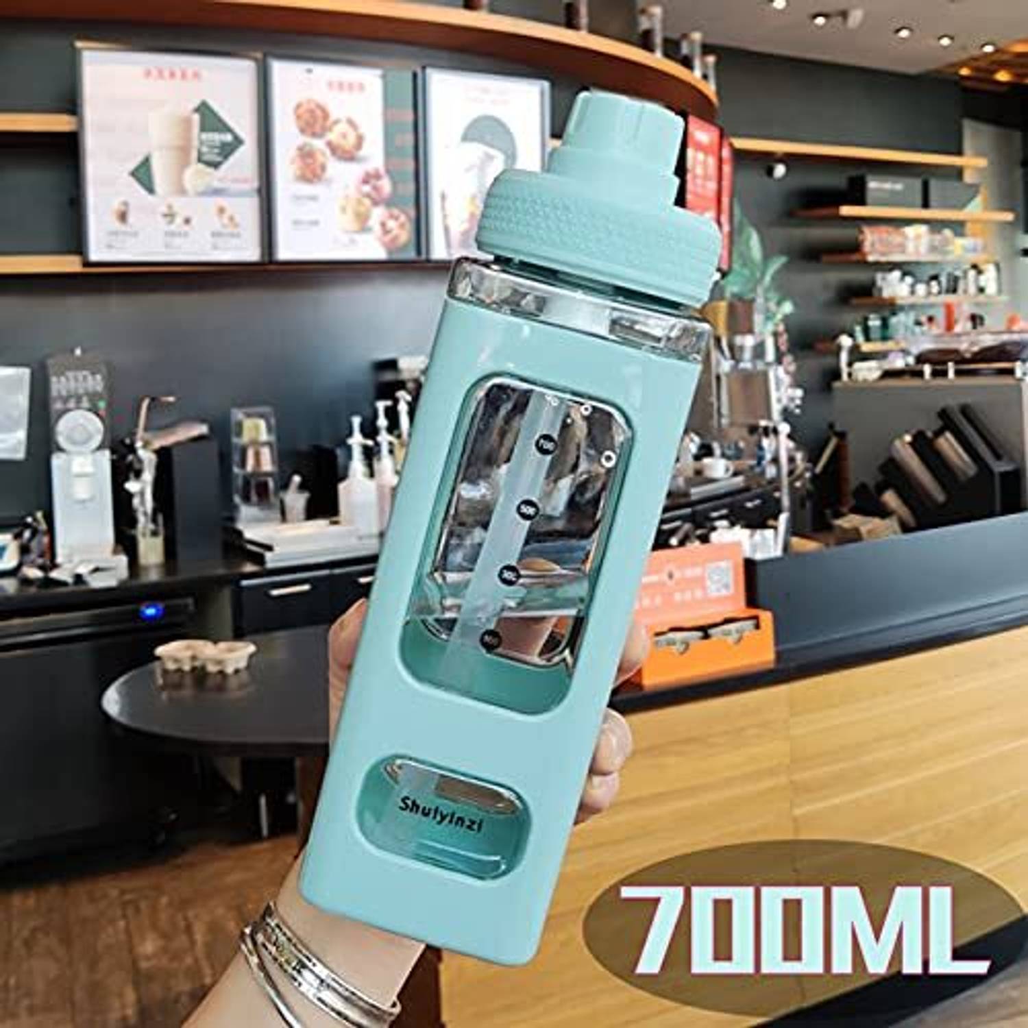 BATBIRD Kawaii Water Bottle with Straw and Sticker 700 ml Plastic Sipper