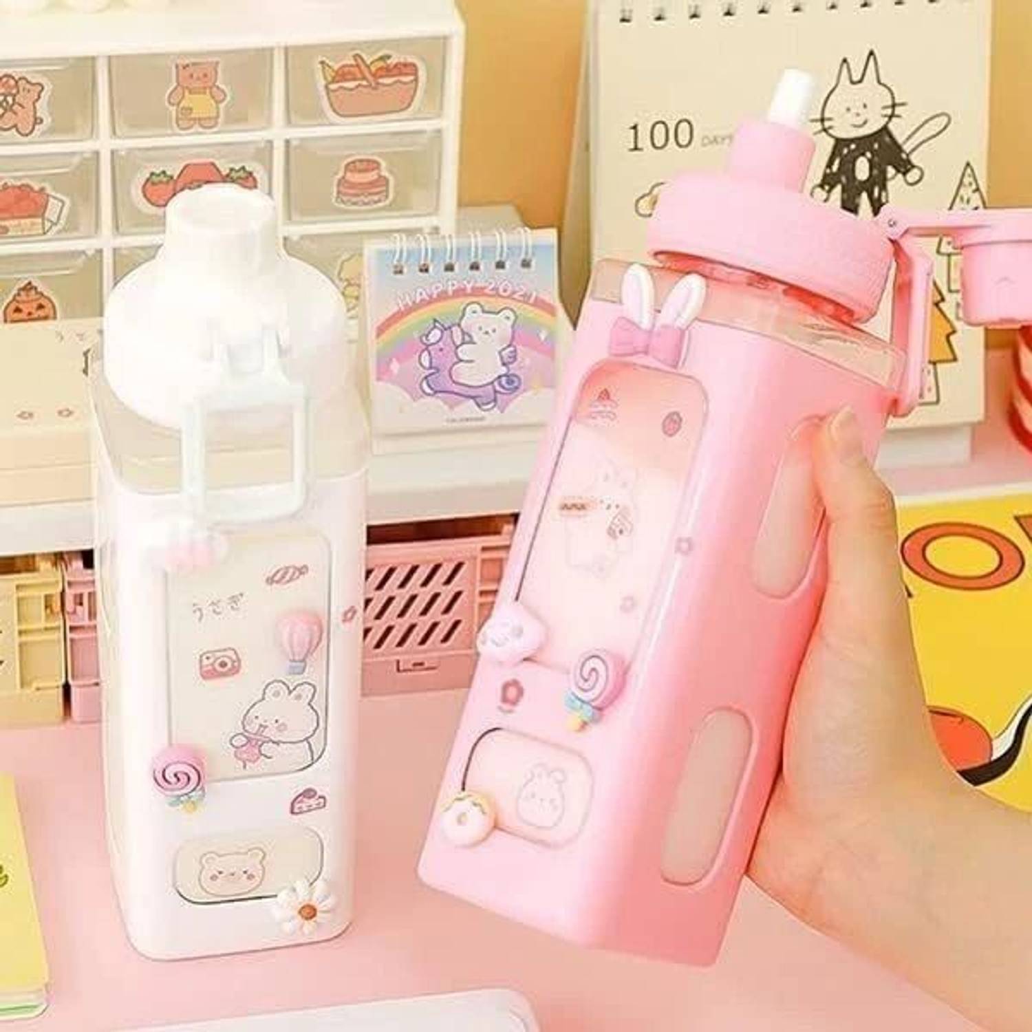 Megika Kawaii 700 ml Water Bottle With Straw - Image 2