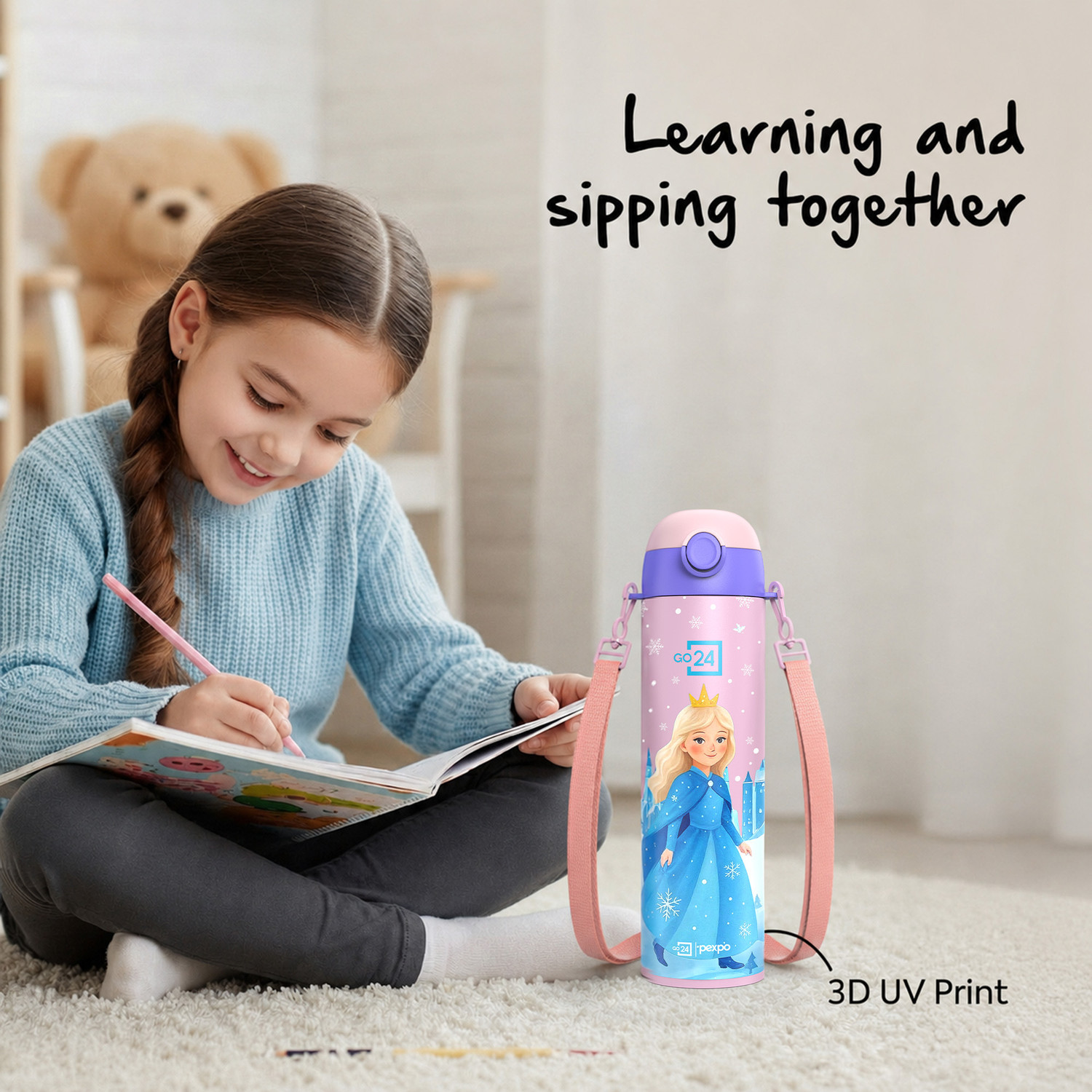 Image of Go24 Sporty ISI Certified UV Printed Kids Fridge Water Sipper - For School, Picnic 700 ml
