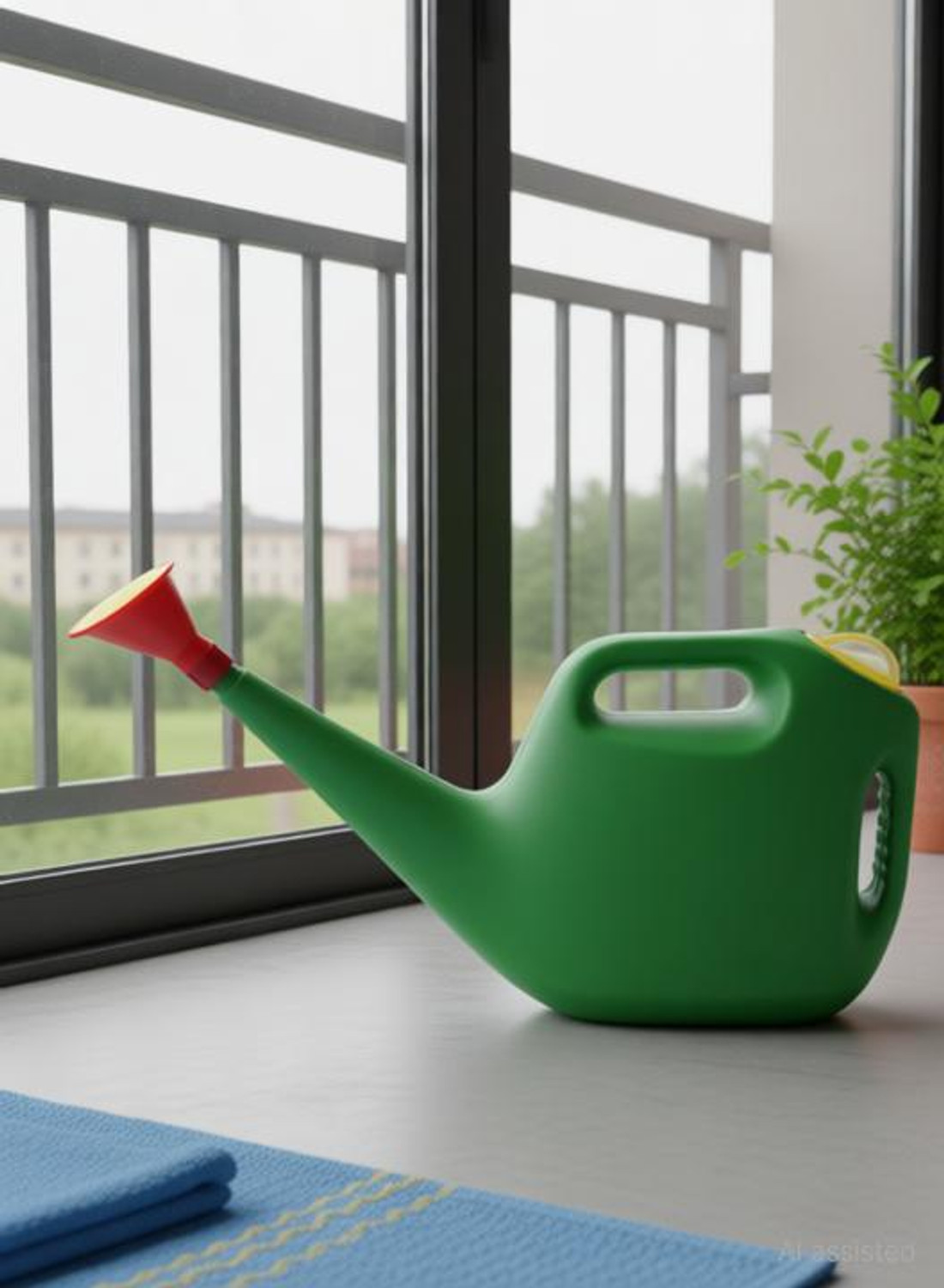 Image of Farmers Choice Home Appliances Heavy Duty Plastic Green Watering Can for Plants /Garden /with Sprayer (ISO 9001:2000 Certified) 5 L Water Cane