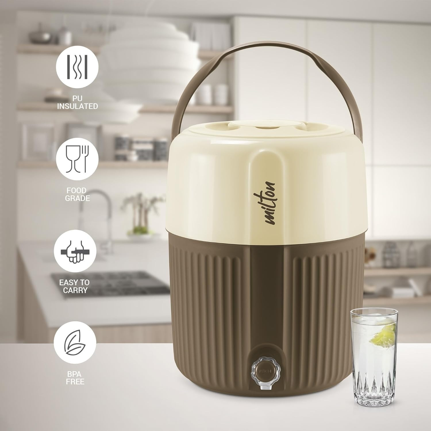 Image of MILTON Kool Pristine 22 Insulated Plastic Water Jug, 19 litres Bottom Loading Water Dispenser