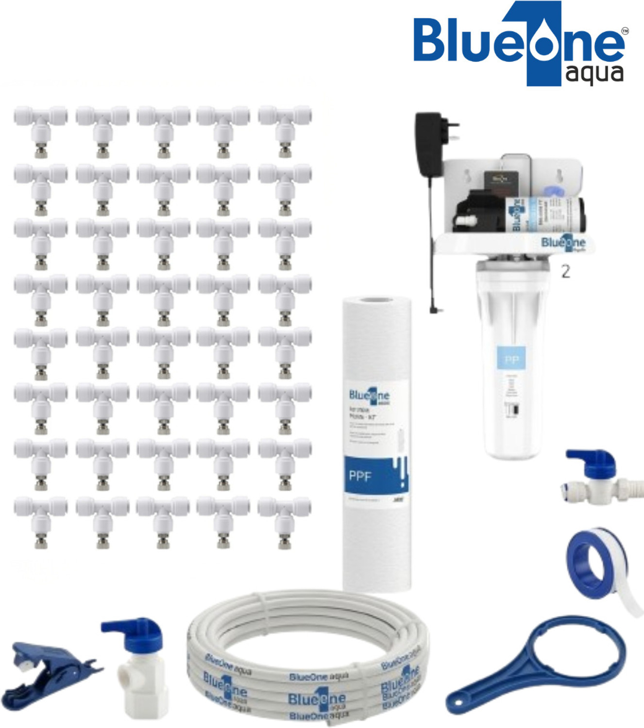 Image of AQUA BLUE ONE Mist Fogger Machine 300 GPD PUMP L(Pack of 40) Bottled Water Dispenser