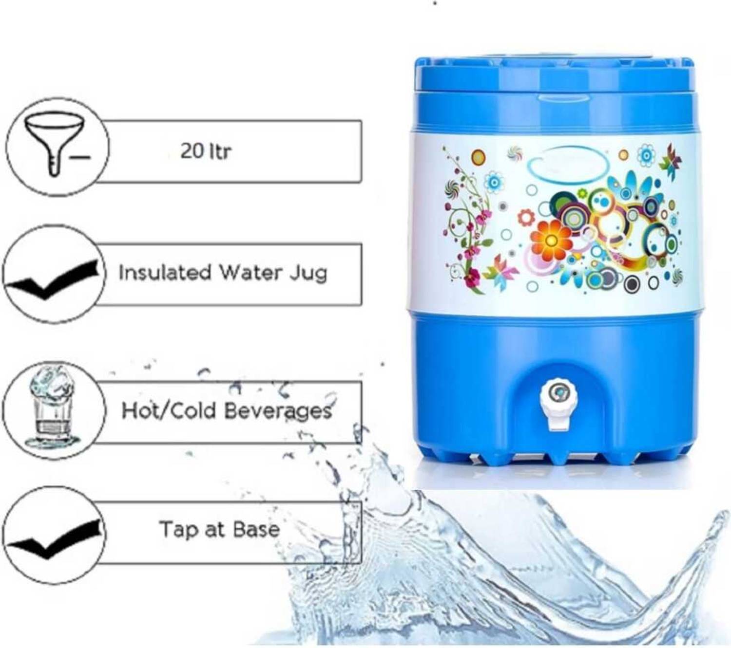 Water Wave 20L Blue Insulated Water Dispenser - Image 2