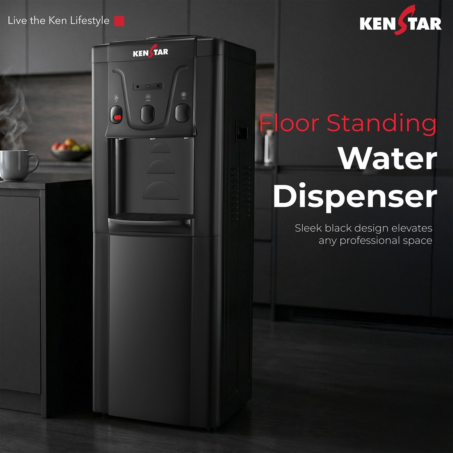 Image of Kenstar VELORA PLATINUM Bottled Water Dispenser with 3L Capacity 3 in 1 with Durable & Sleek Design Low Power Consumption Environment Friendly with 1 Year Brand Warranty