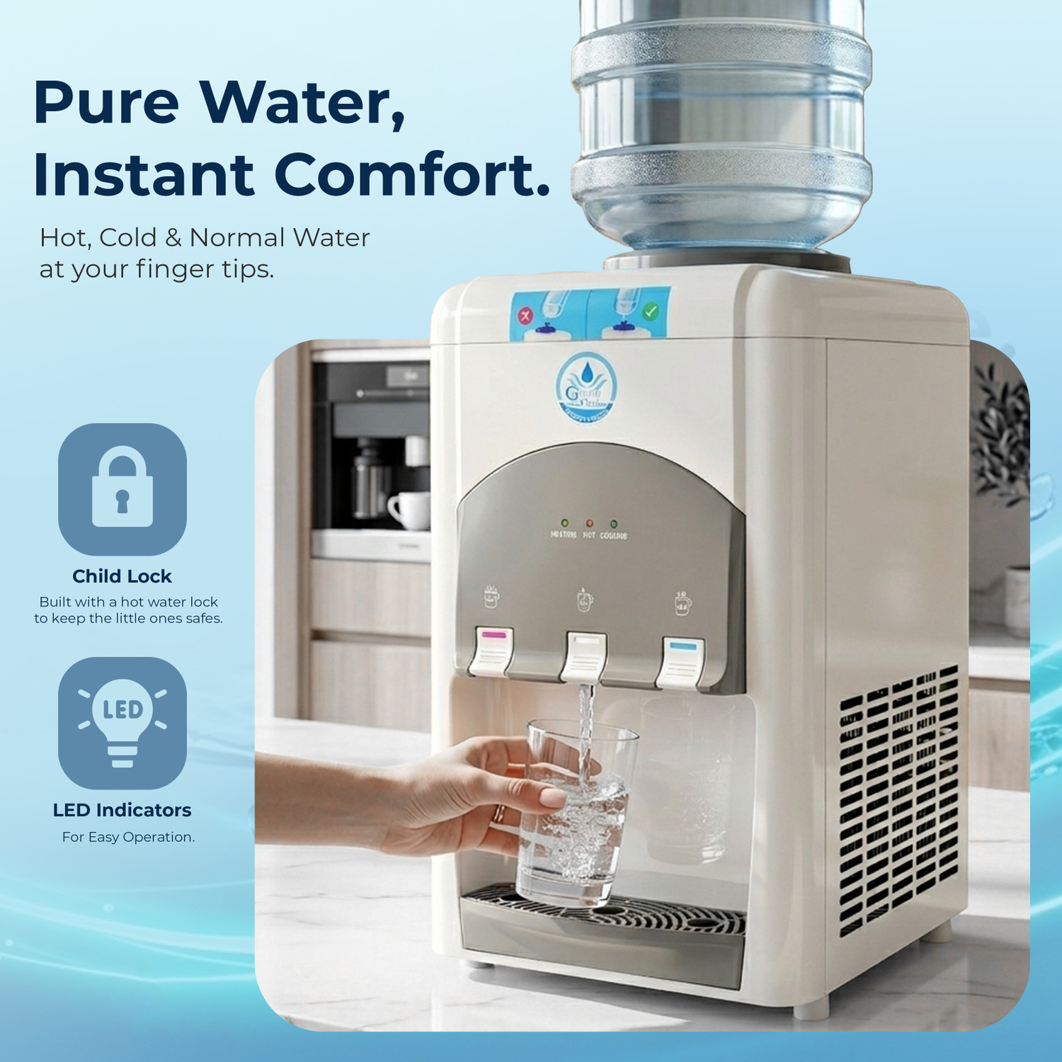 Image of Grand plus Zenith Table Top Bottled Water Dispenser with 3.2L Cold Water Storage Bottled Water Dispenser