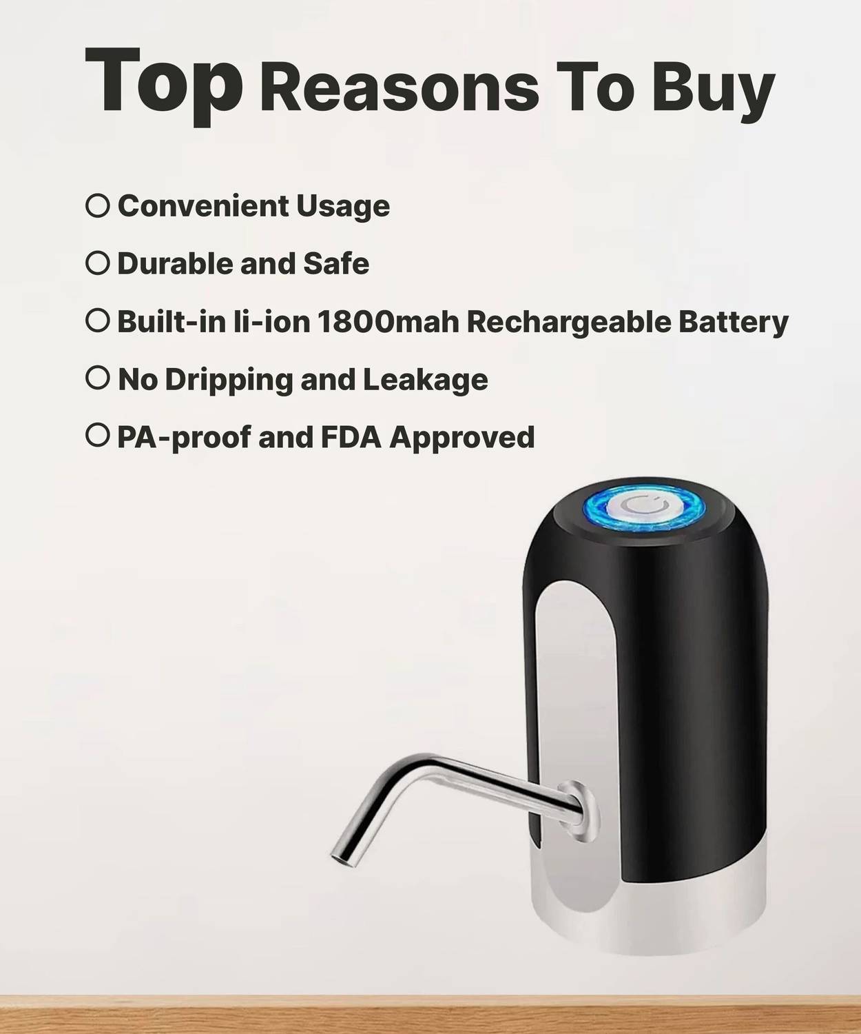 Rixim Plastic Manual Hand Press Bottled Water Dispenser - Image 3