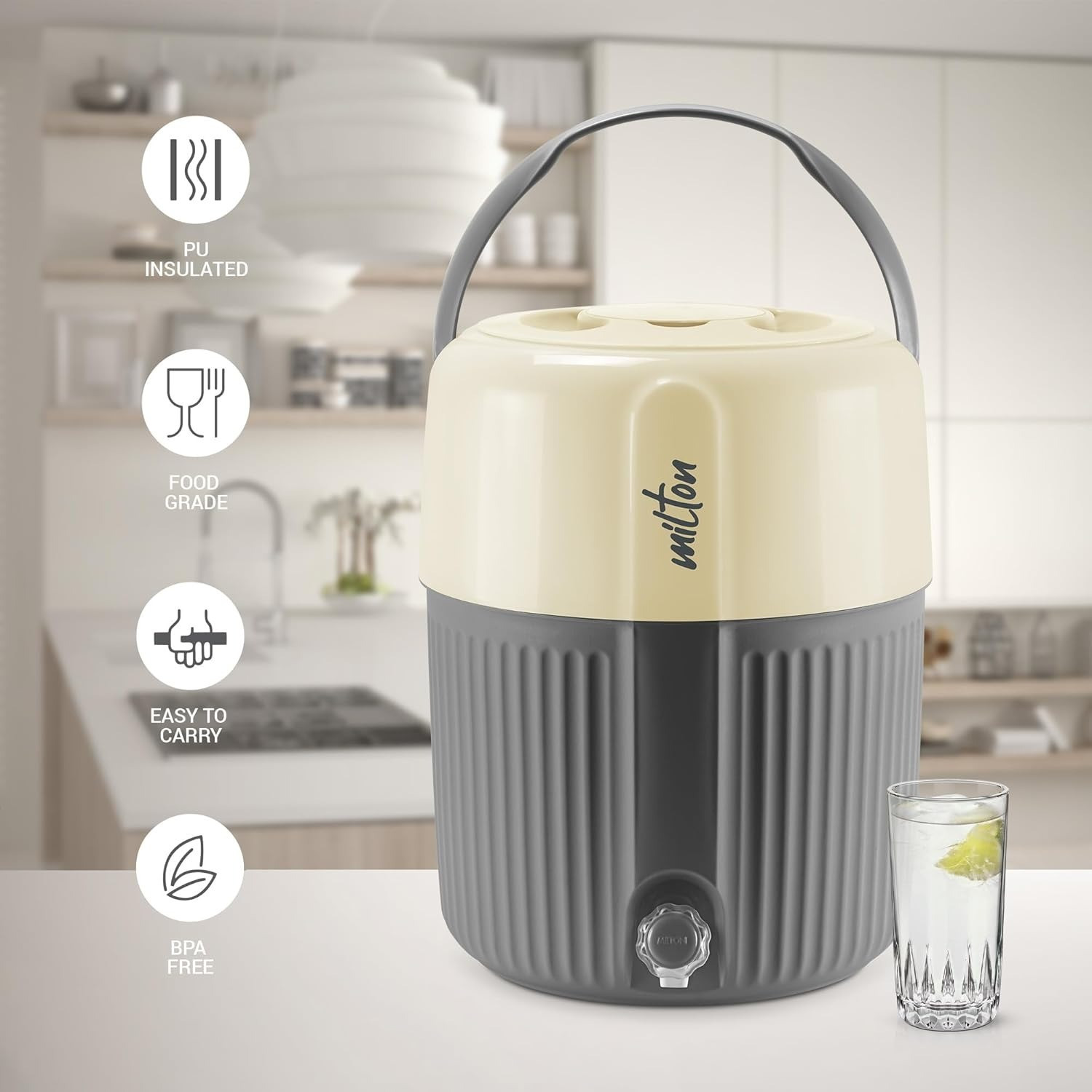 Image of MILTON Kool Pristine 22 Insulated Plastic Water Jug, 19 litres Bottom Loading Water Dispenser